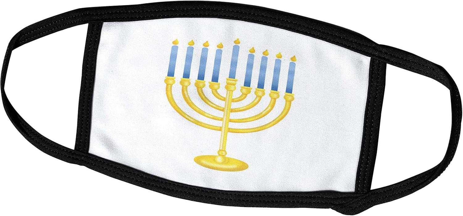 3dRose Face Mask with Menorah Gold Design