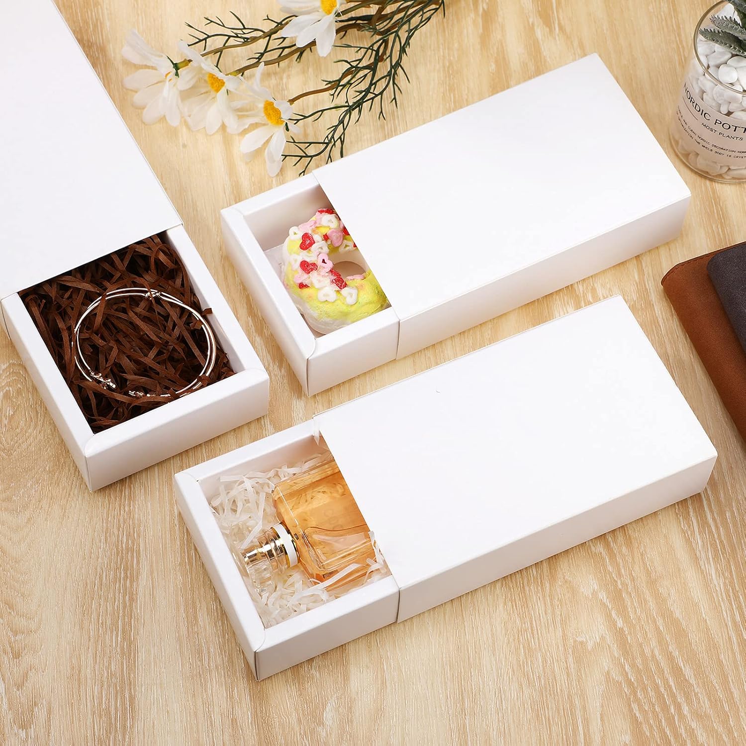 Zonon 30 Piece Kraft Paper Drawer Boxes for Gifts
