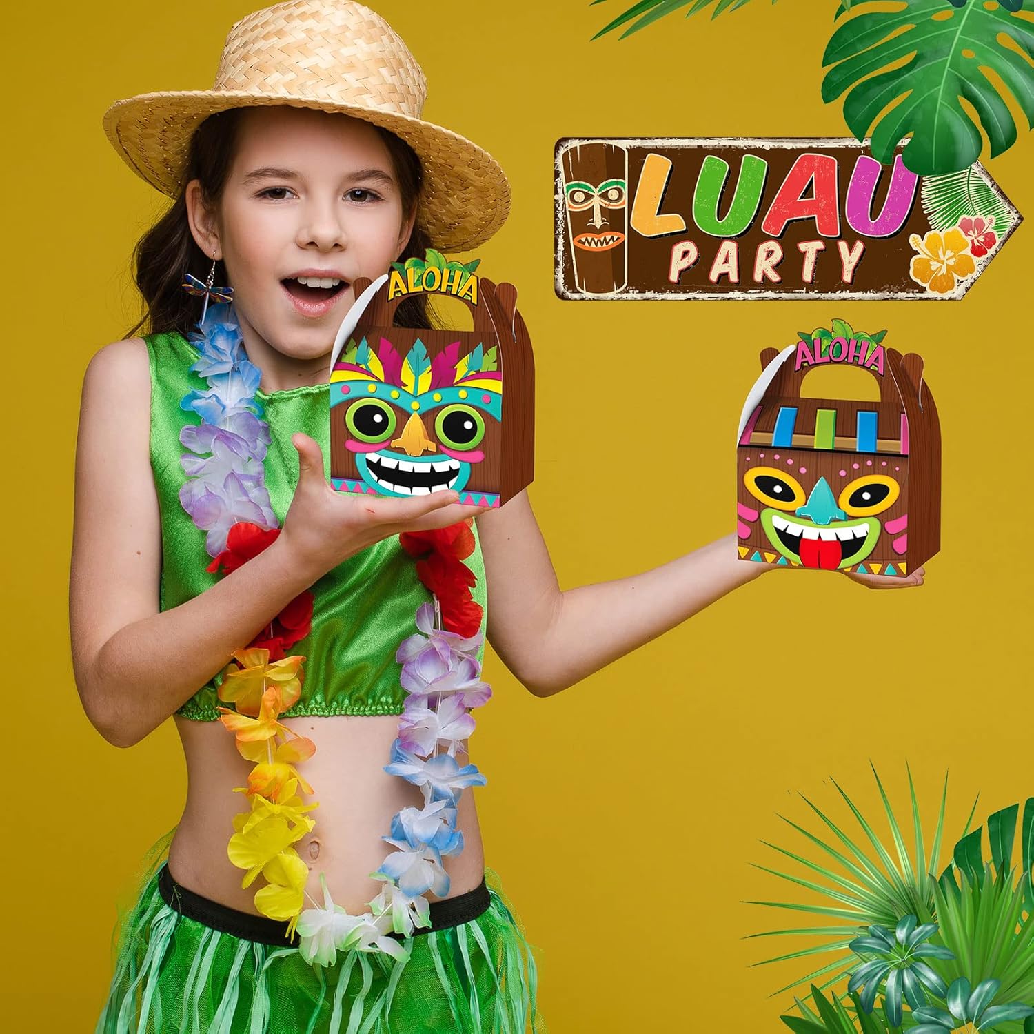 Glenmal 24 Pcs Tiki Luau Treat Boxes with Handles 1