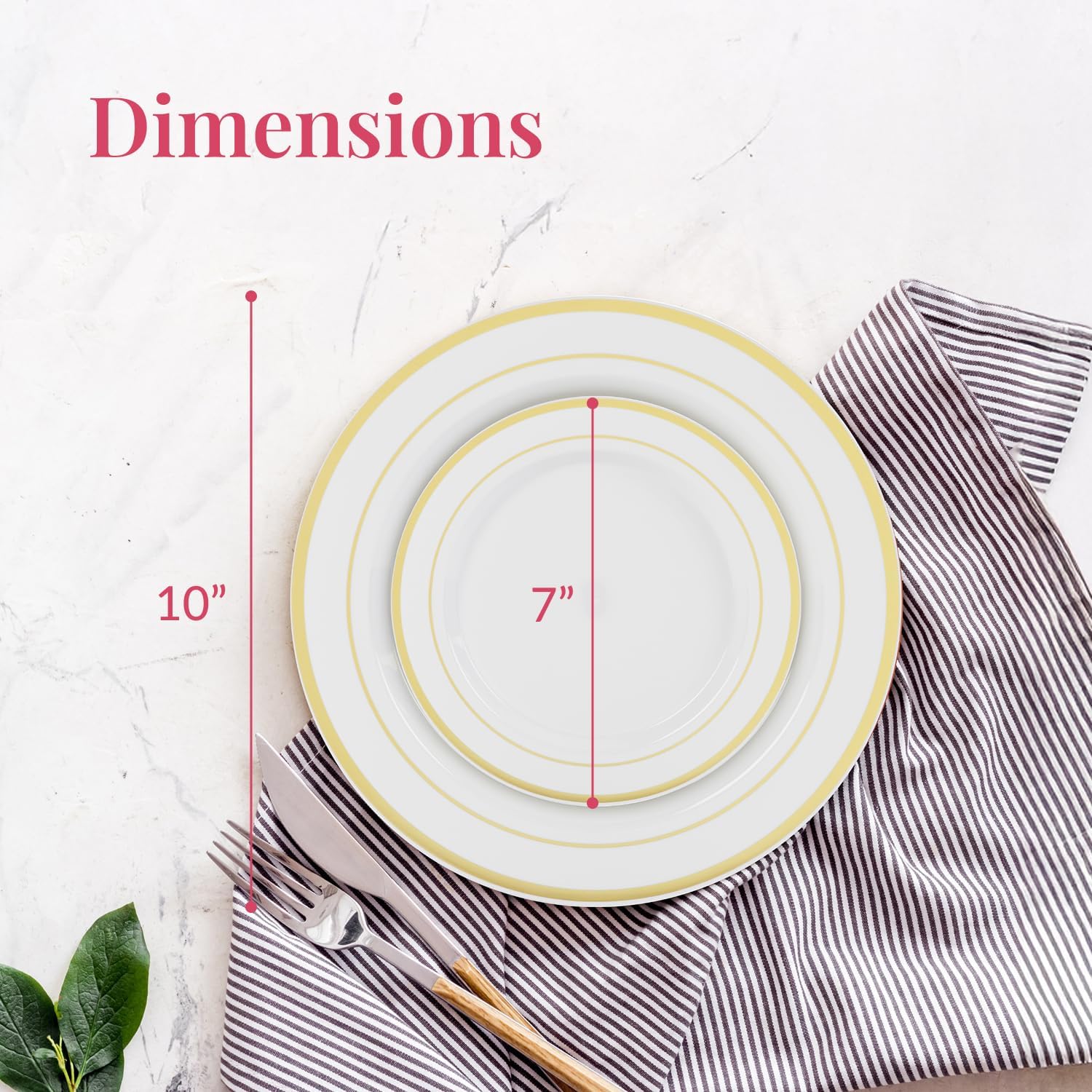 Prestee 50-Piece Gold Rimmed Plastic Plates Set