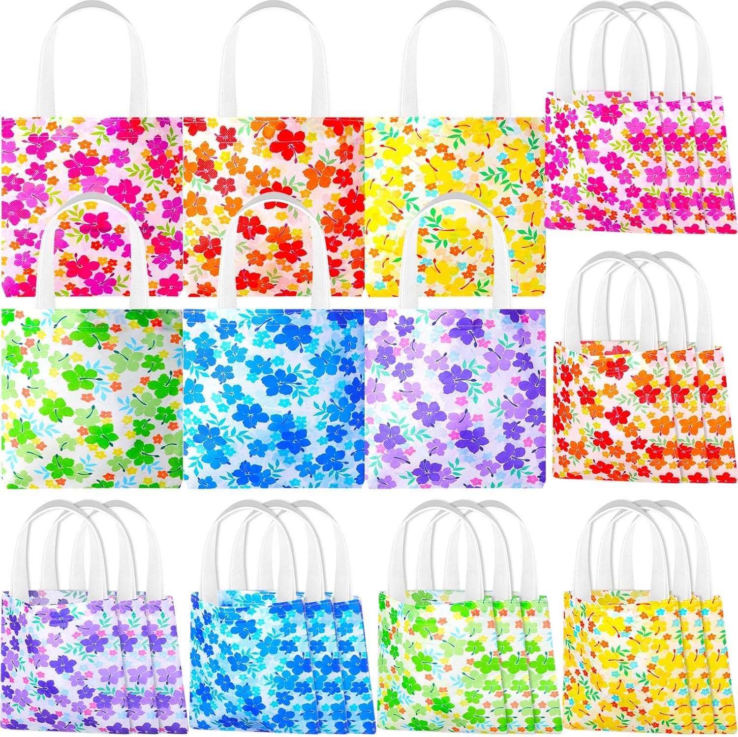 Kolldenn 24 Pcs Hawaiian Tote Bags with Handles