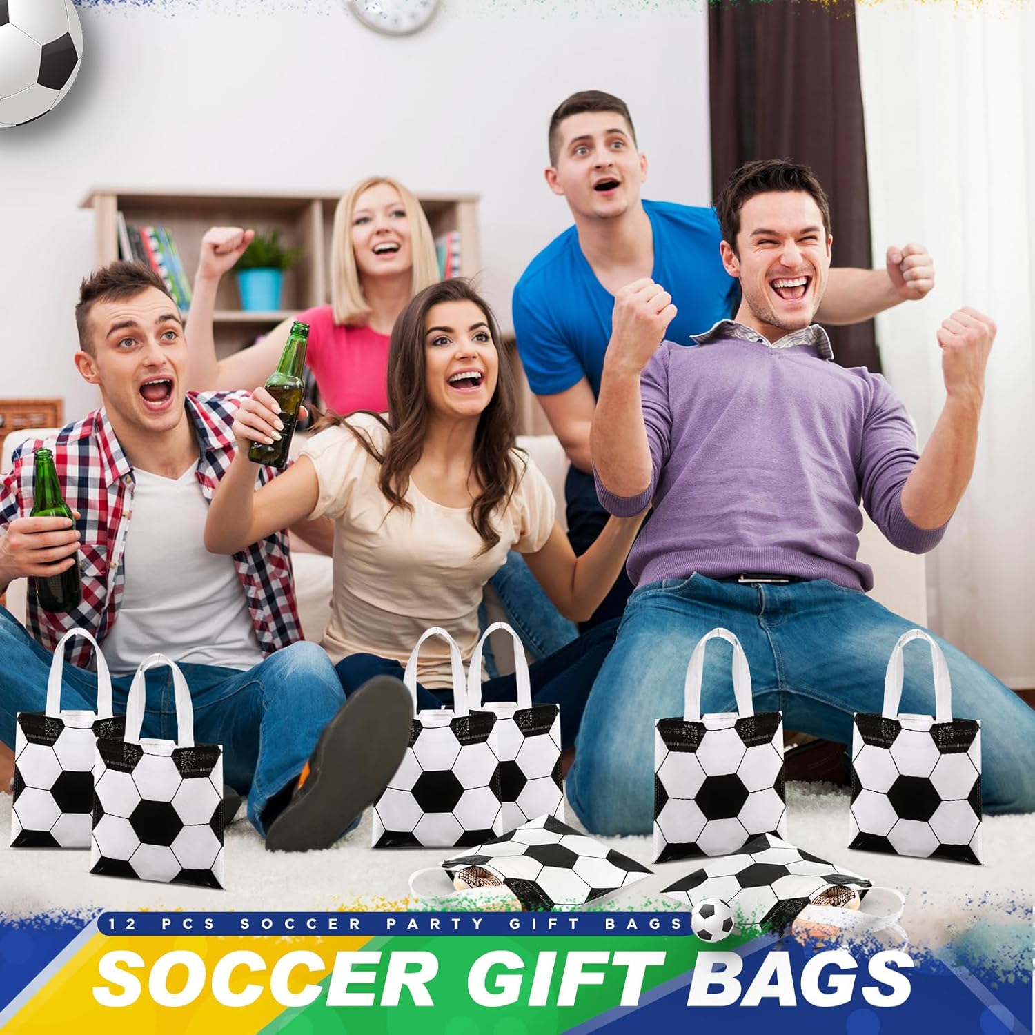 Sweetude 12 Pcs Soccer Gift Bags with Handles