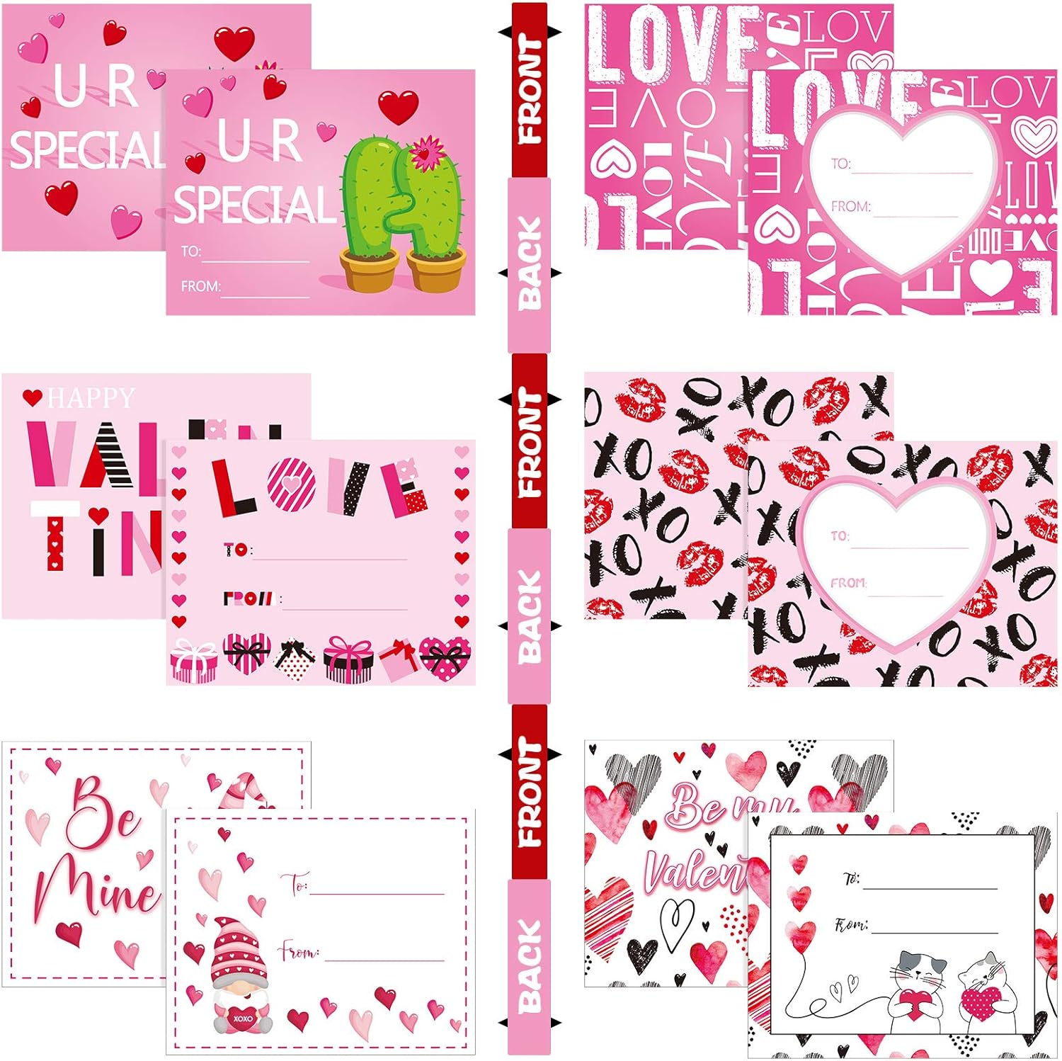 54-Piece Valentine Candy Cello Bags with Adhesive Toppers