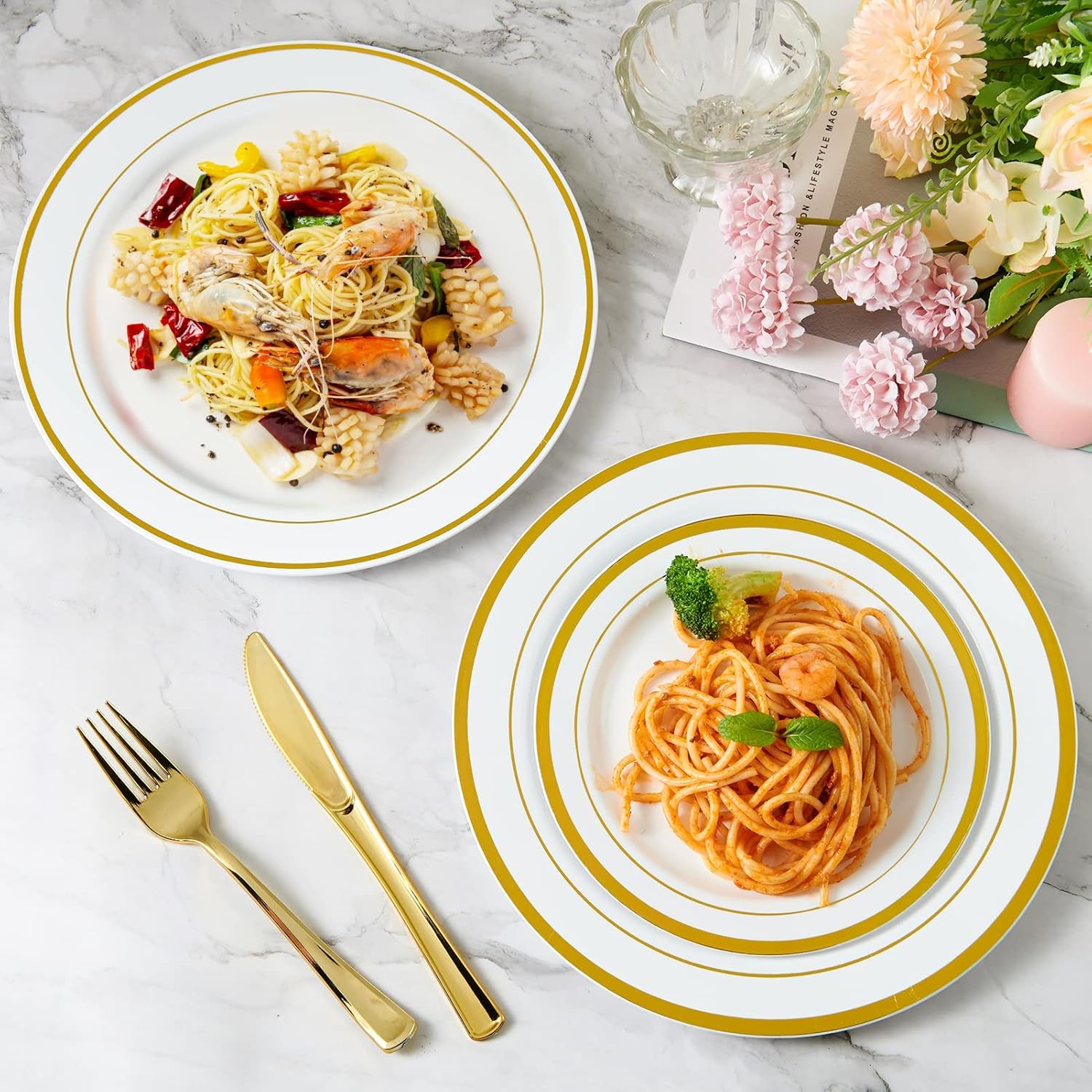 JollyPack 100 Piece Gold Plastic Party Plates