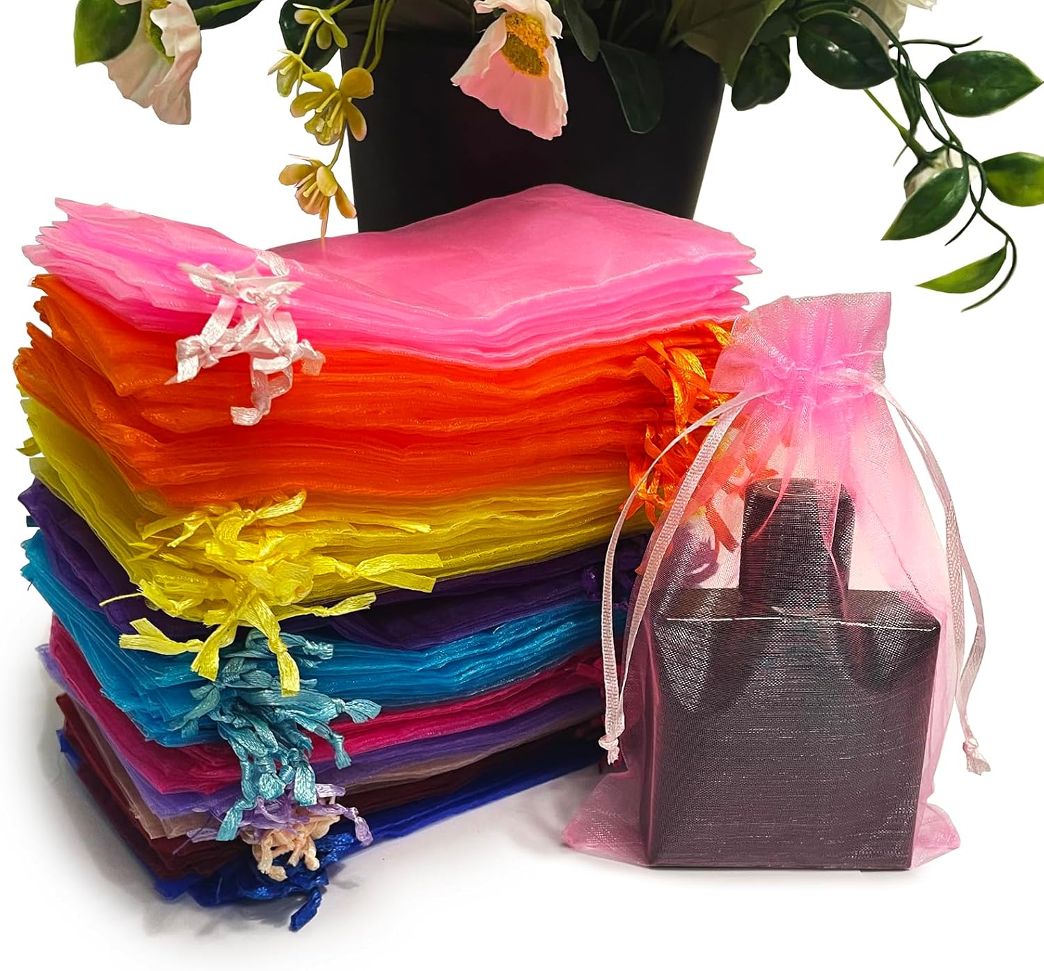 SIAGCRAW 100PCS Mixed Color Organza Bags 4x6 Inch