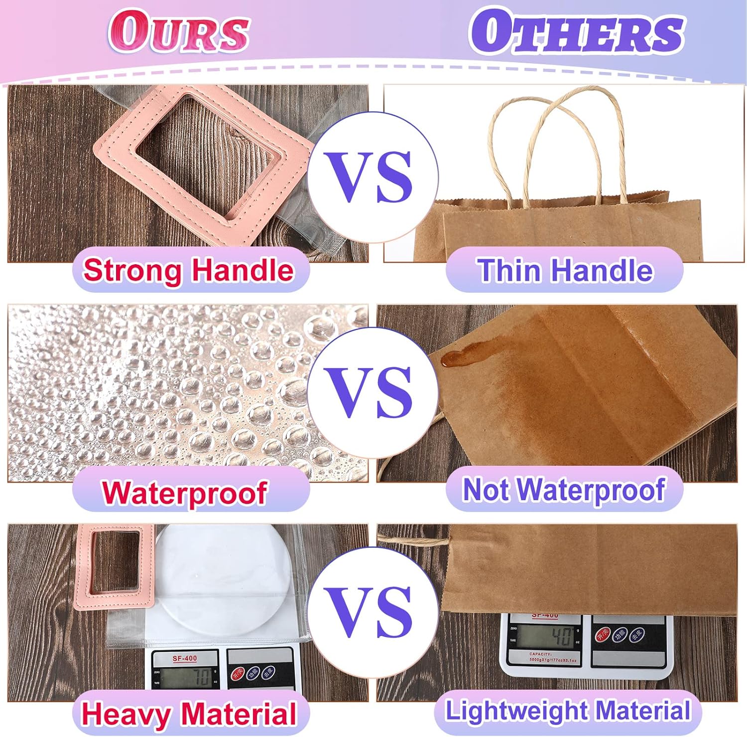 15 Pack Clear Gift Bags with Handles for Events