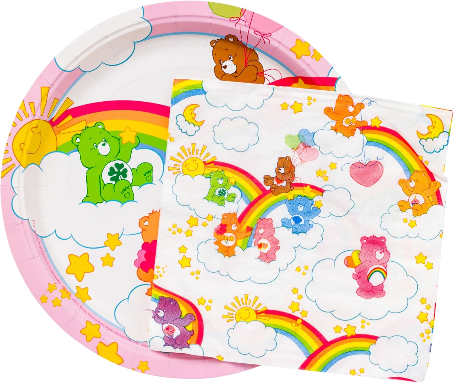 Silver Buffalo Care Bears 32 Pack Plates and Napkins