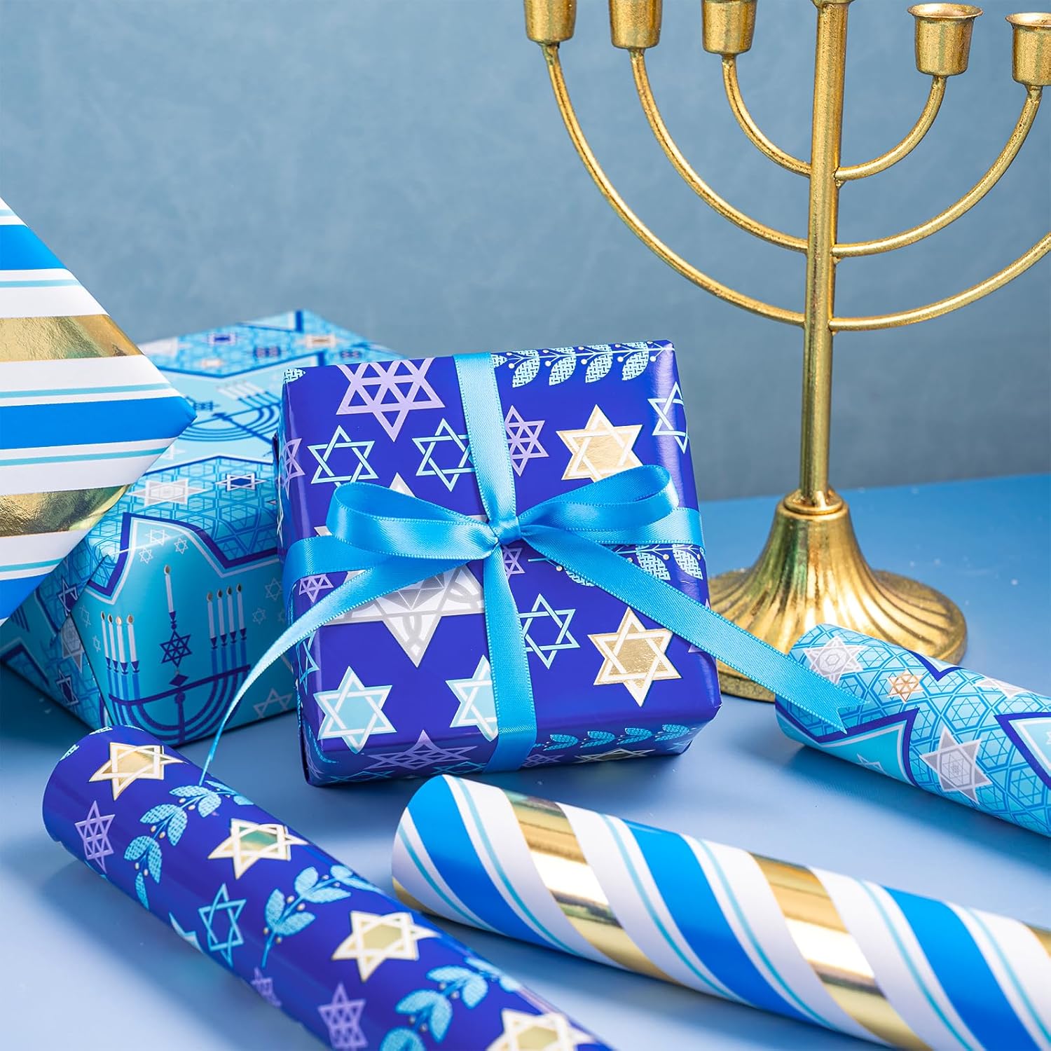 RUSPEPA Hanukkah Wrapping Paper Roll Set