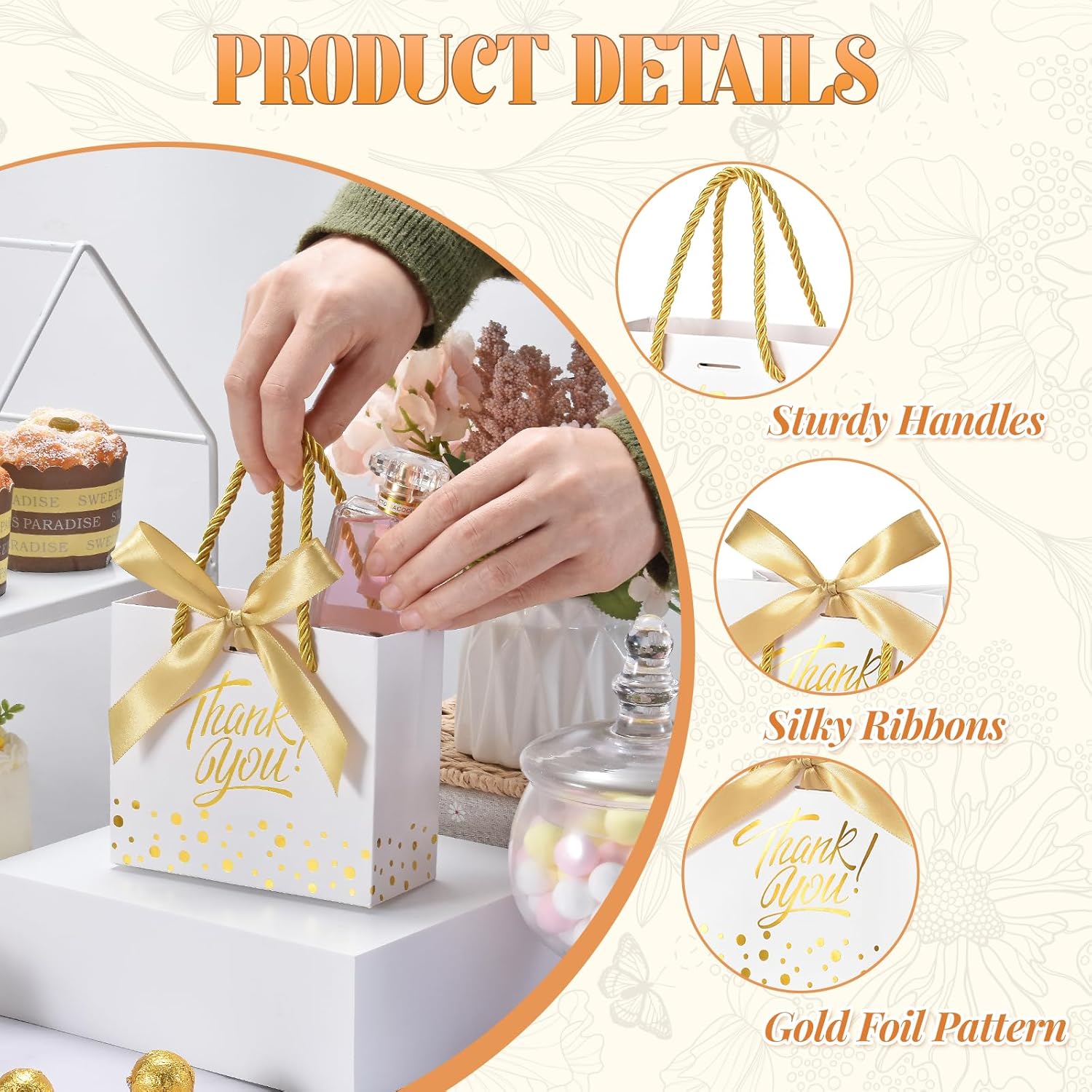 EQOREIIN Small Thank You Gift Bags 50pcs
