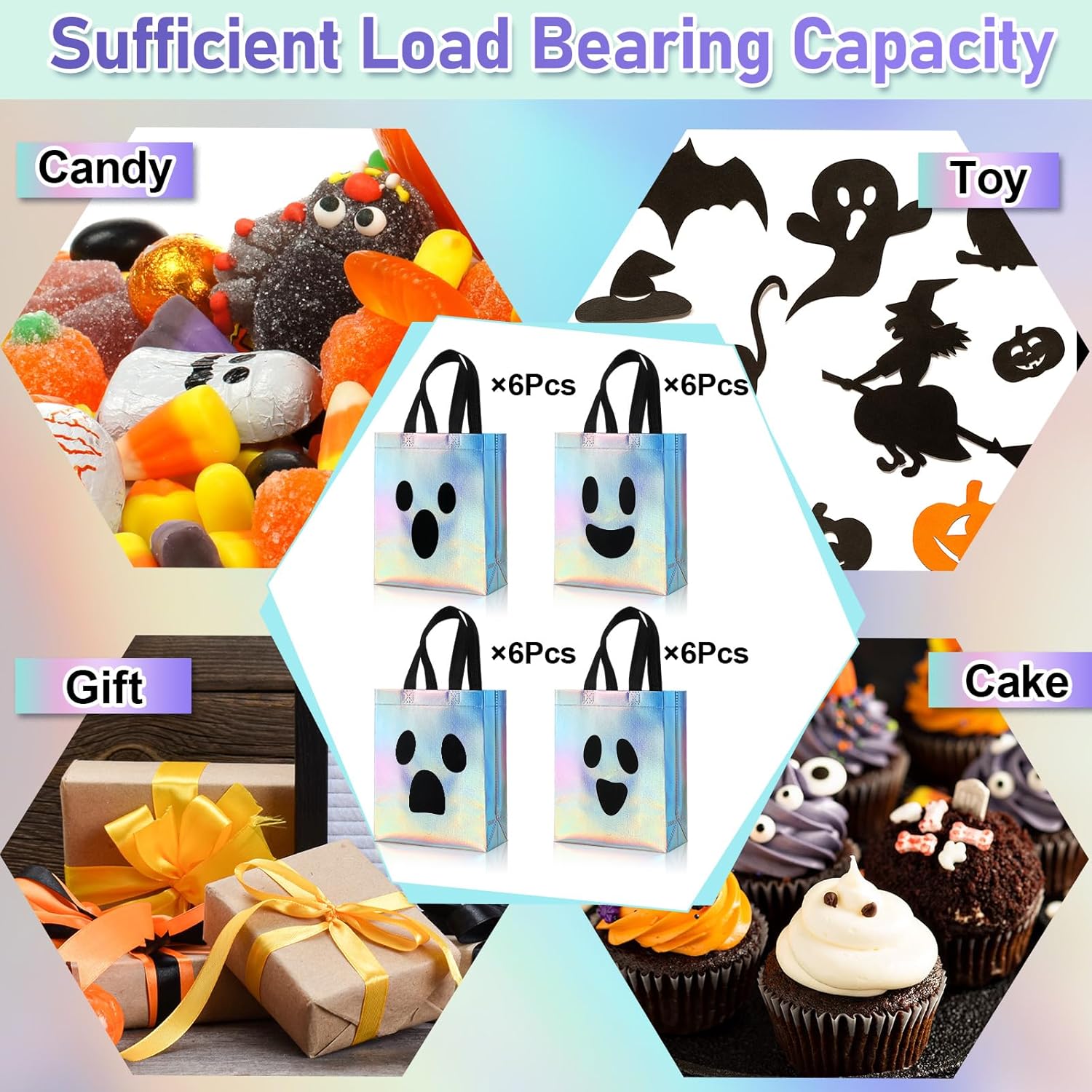 Paterr 24 Pcs Iridescent Halloween Gift Bags