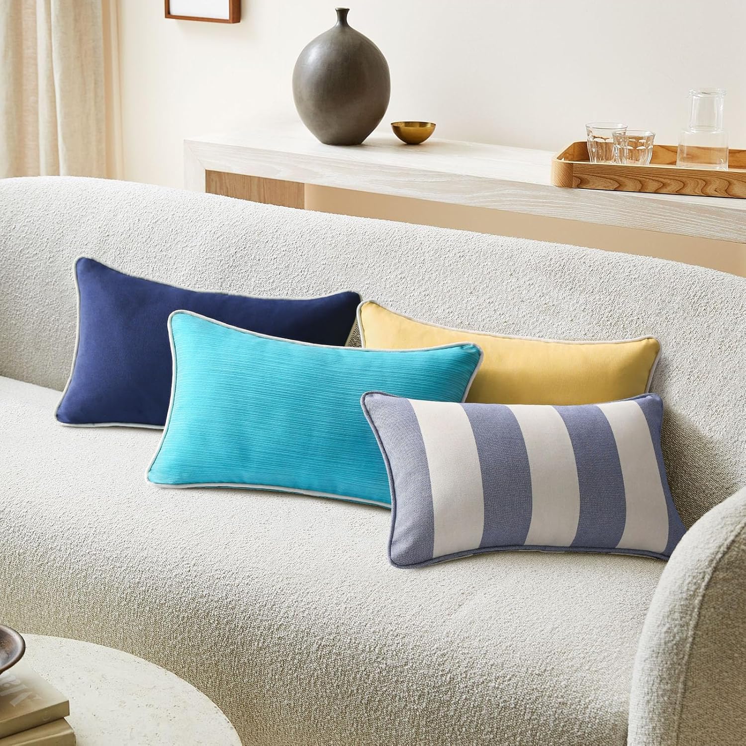 Unimatta Decorative Water Repellent Throw Pillows Set of 4 Turquoise