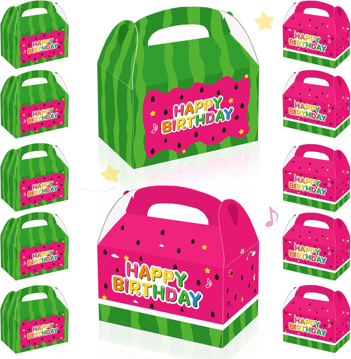 Wegymer Cartoon Watermelon Party Favor Boxes 16Pcs