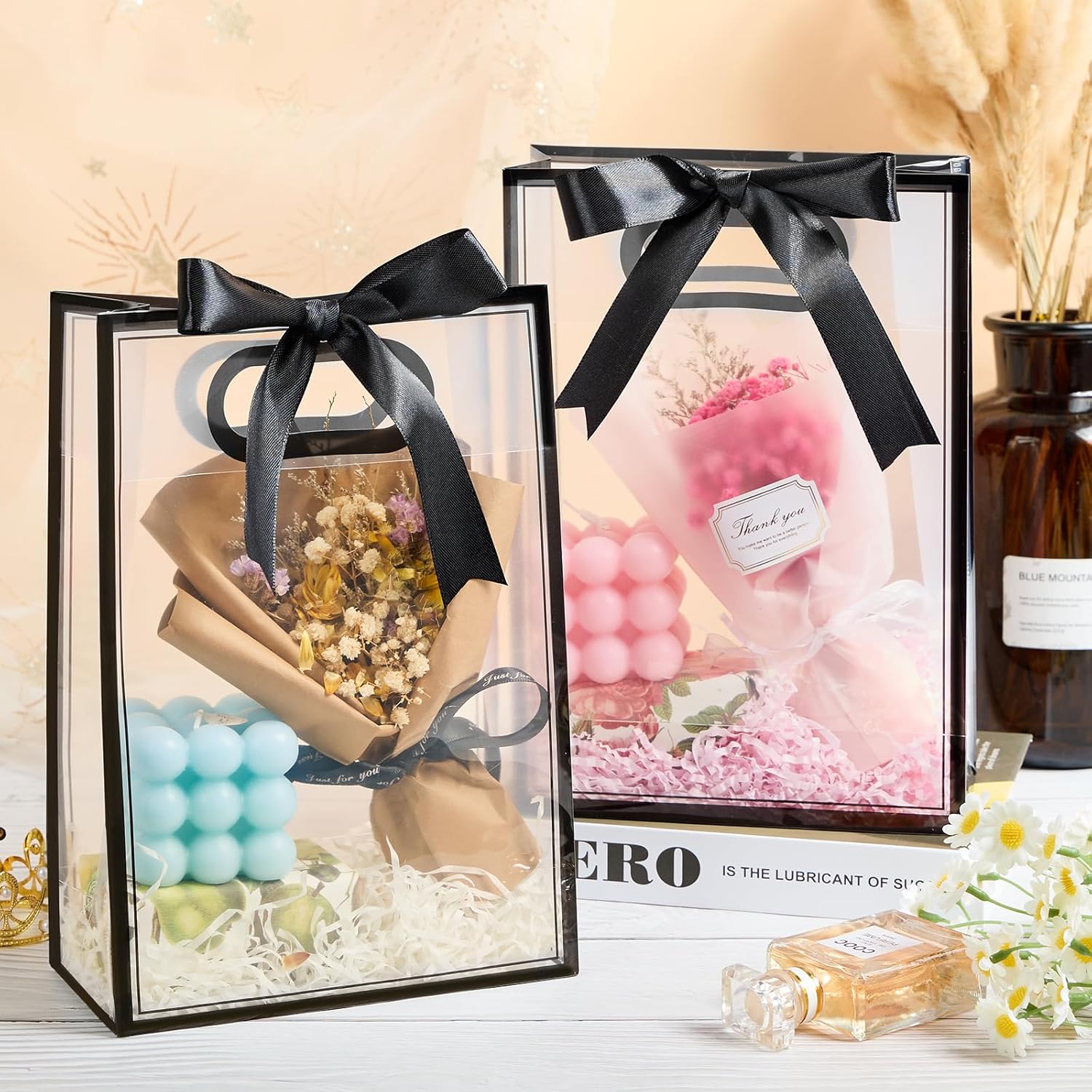Ohuimrt 12 Pack Clear Plastic Gift Bags with Handles 1