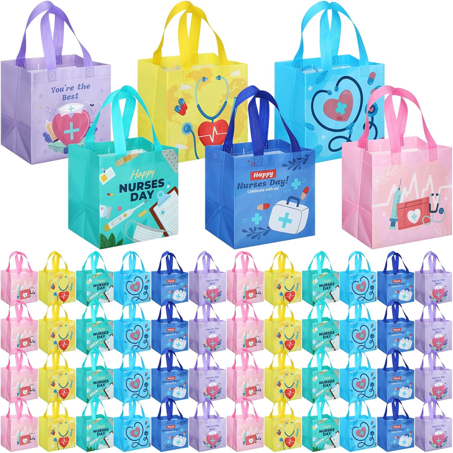 Kigeli 60 Pcs Nurse Appreciation Gift Bags with Handles