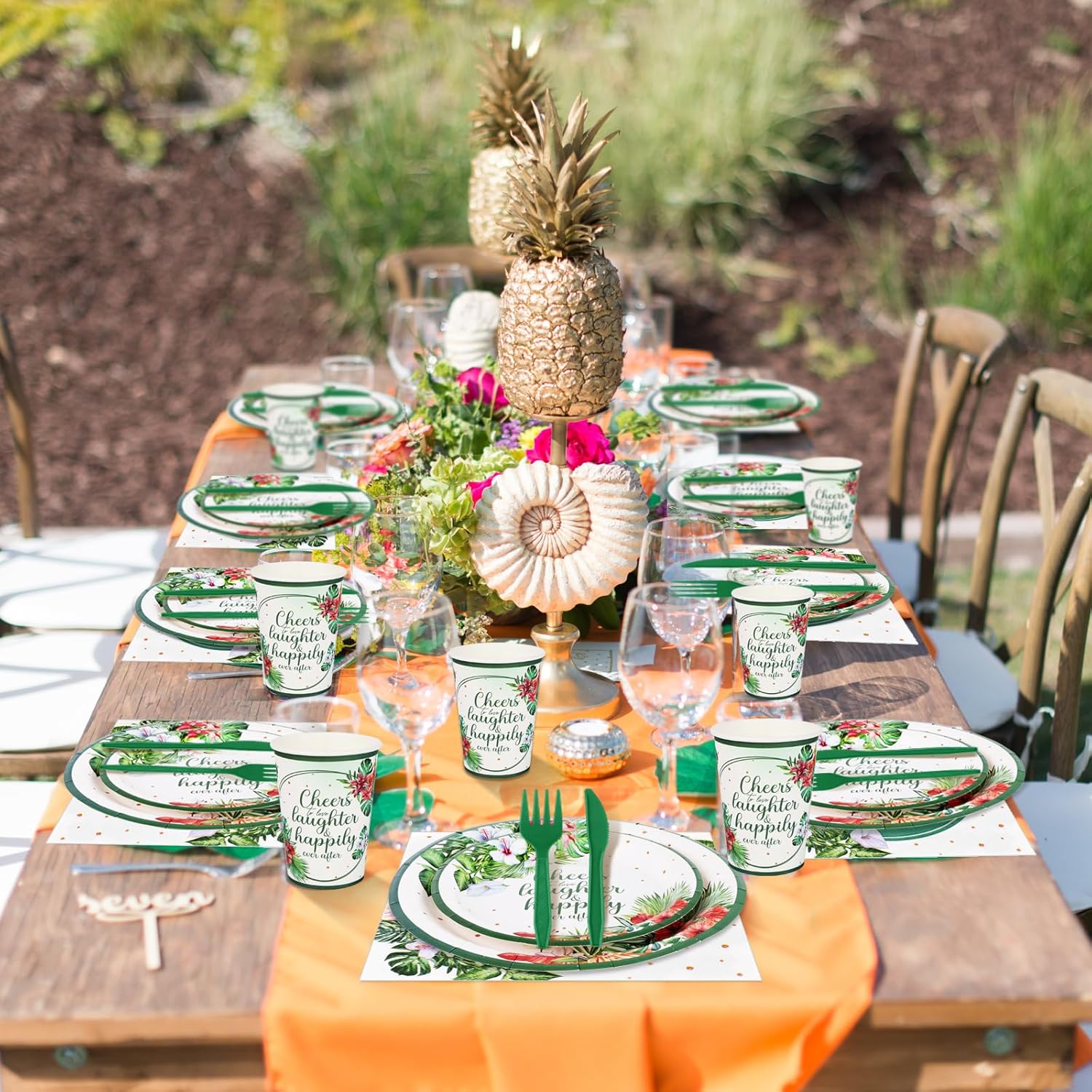 350 Pcs Tropical Wedding Tableware Set for 50 Guests