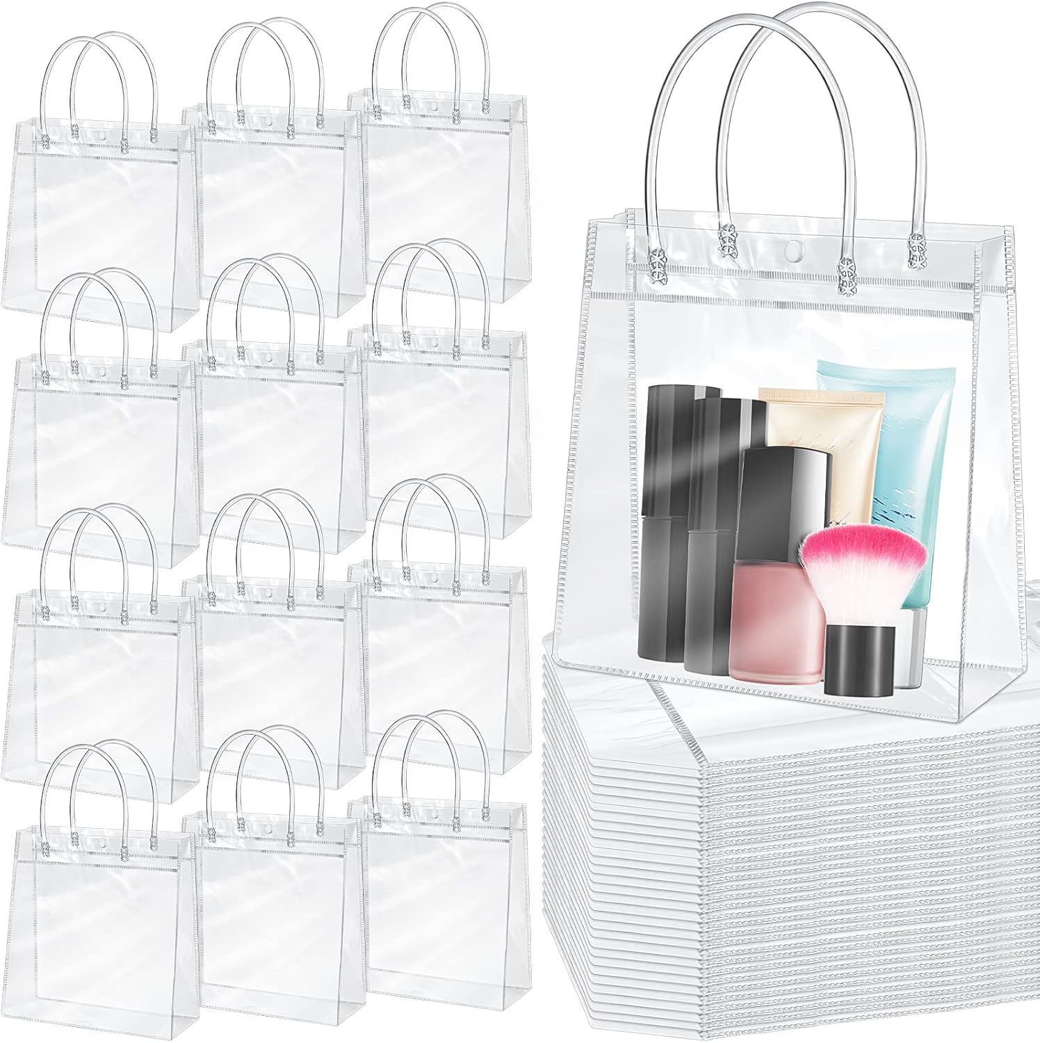 Reginary 85 Pcs Clear PVC Gift Bags with Handles