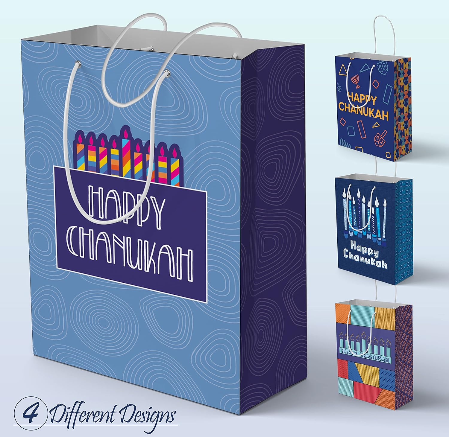 The Hanukkah Company Gift Bags - 4 Pack 5x8 Inch Blue