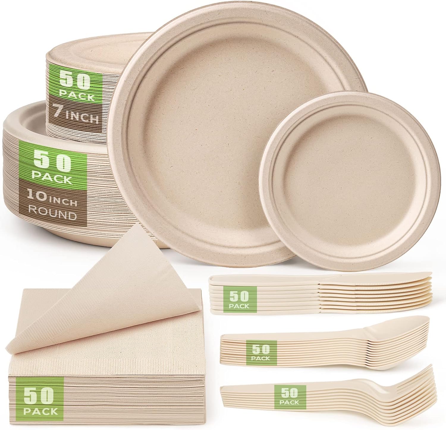 Gezond 300-Piece Compostable Paper Plates Set