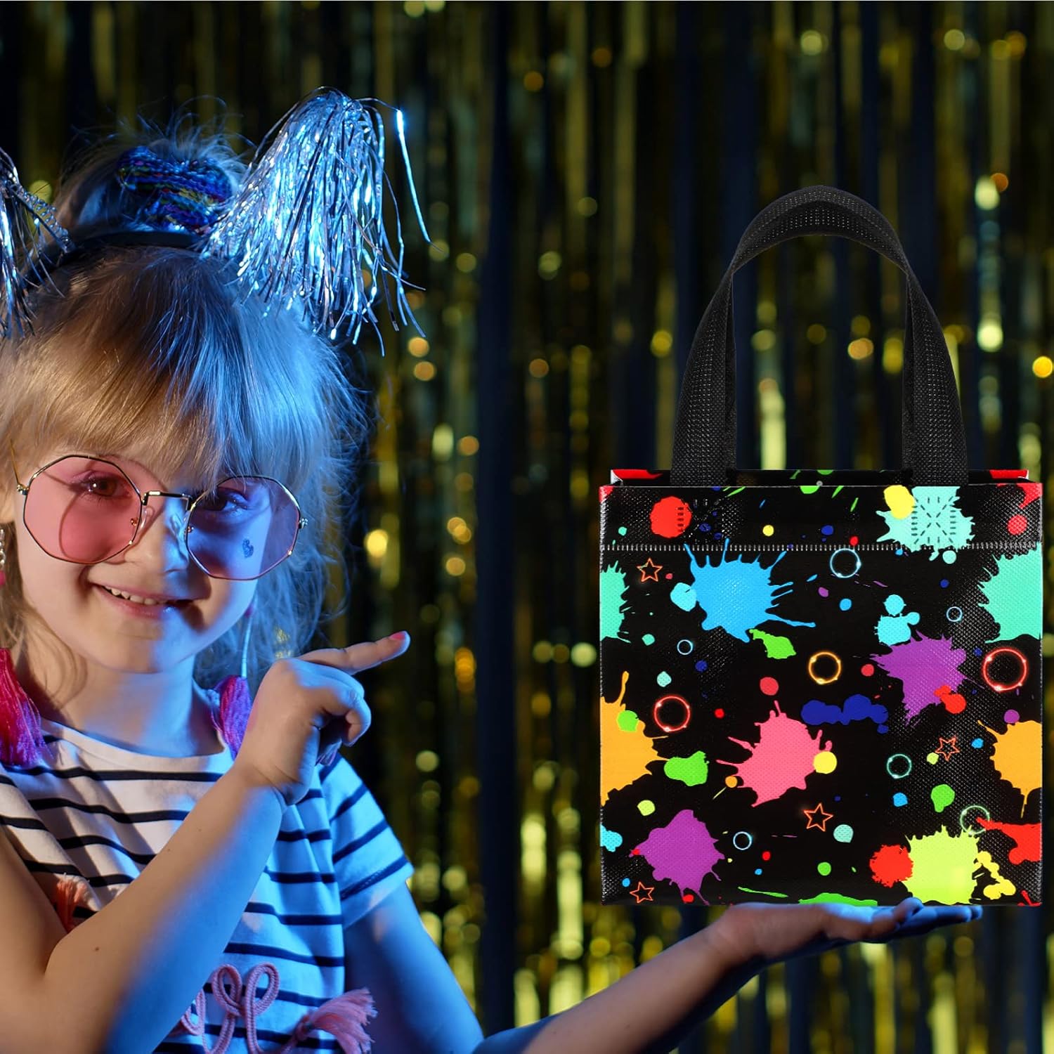 Sweetude 40 Pcs Glow In The Dark Party Bags with Handles