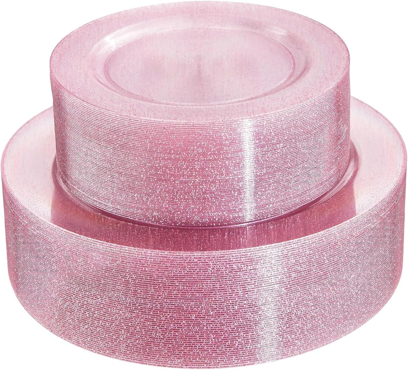 WDF 120 Pcs Pink Plastic Plates for Valentines Day Wedding