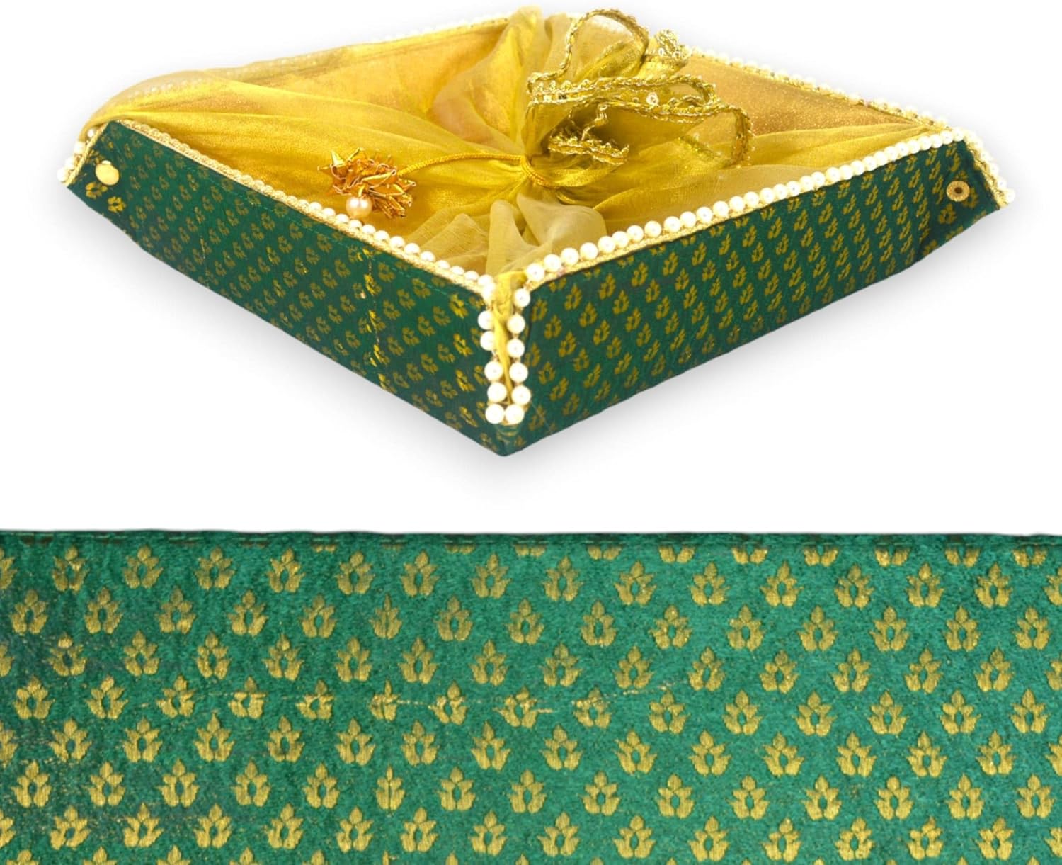 LOVENSPIRE 2ct Gift Basket Indian Mithai Box Brocade Organizer