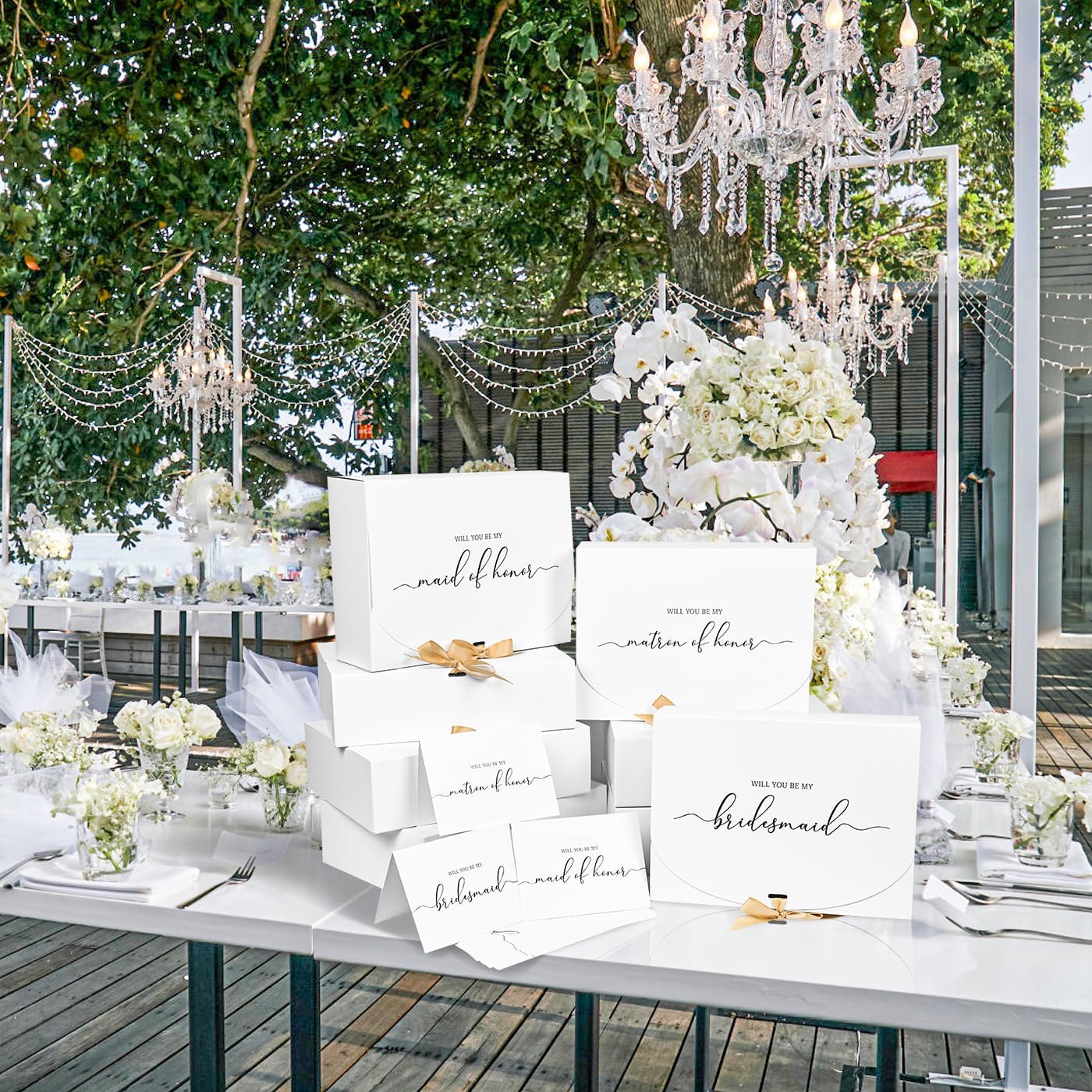 8 Pack Bridesmaid Proposal Boxes with Cards and Ribbons