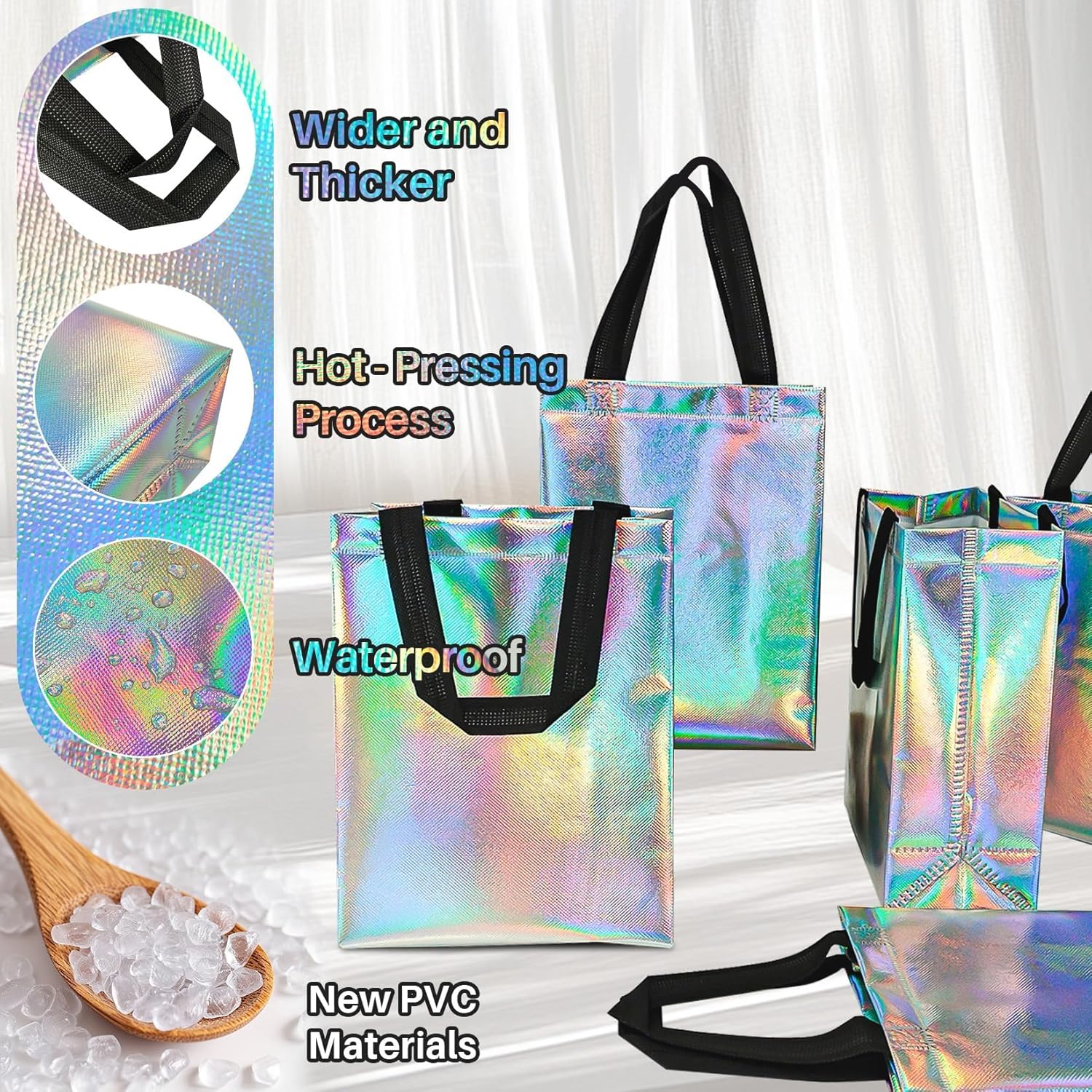 MAQIHAN 8PCS Iridescent Gift Bags with Handles
