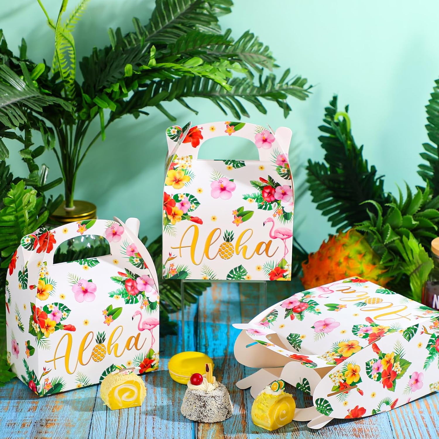 Glenmal 24 Pcs Tiki Luau Treat Boxes with Handles
