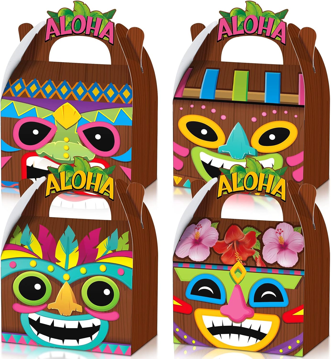 Glenmal 24 Pcs Tiki Luau Treat Boxes with Handles 1