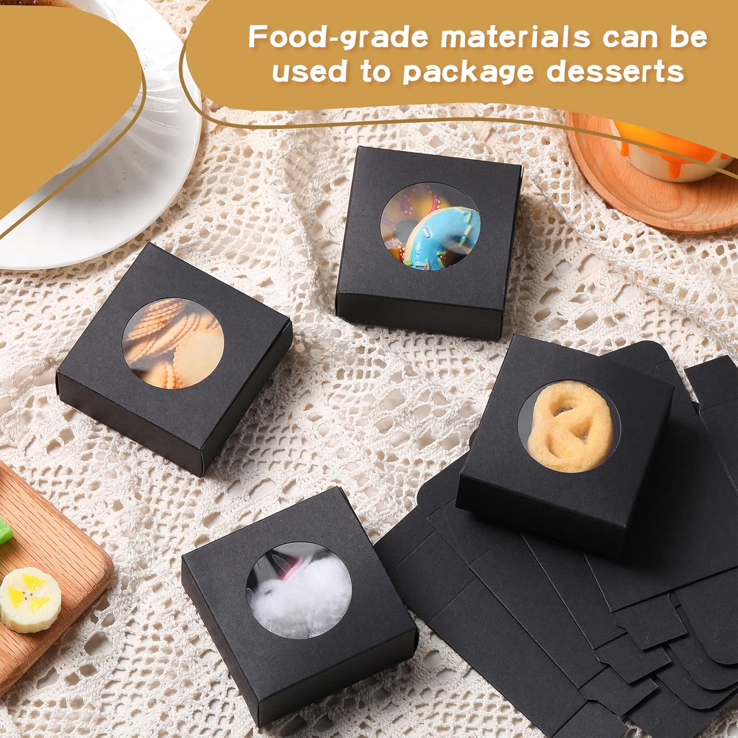 100 Pcs Black Soap Boxes with Window Gift Wrappers