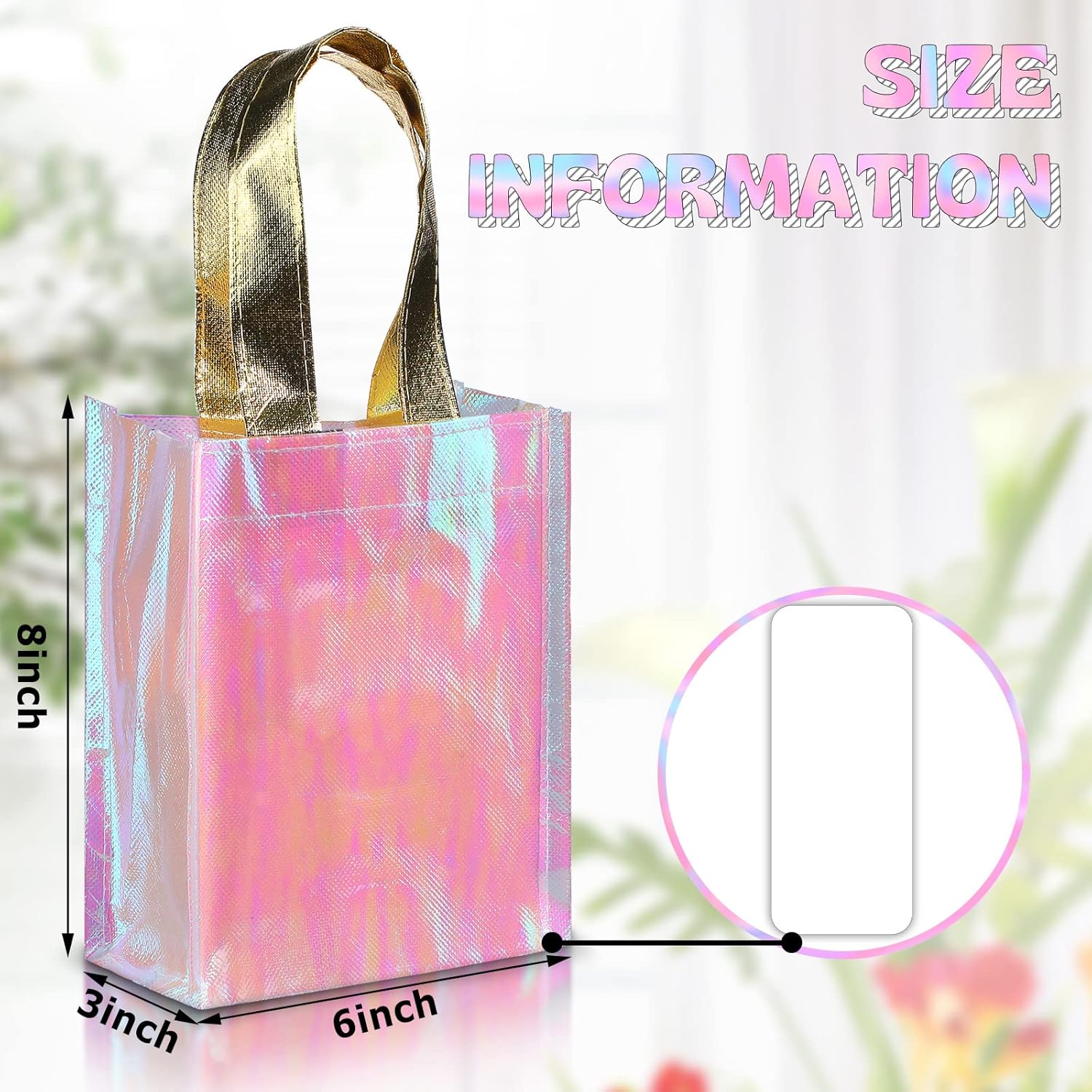 Jutom 20 Pack Iridescent Gift Bags Reusable Party Tote With Handles