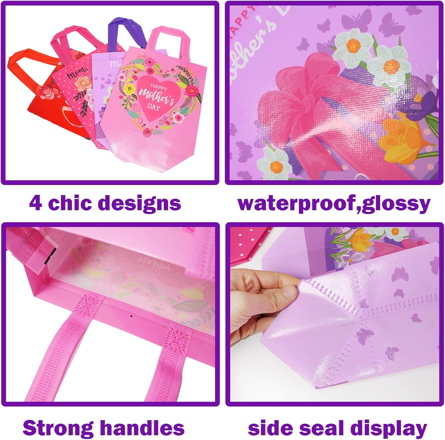 HADDIY Mothers Day Tote Gift Bags 16 Pcs Floral Design