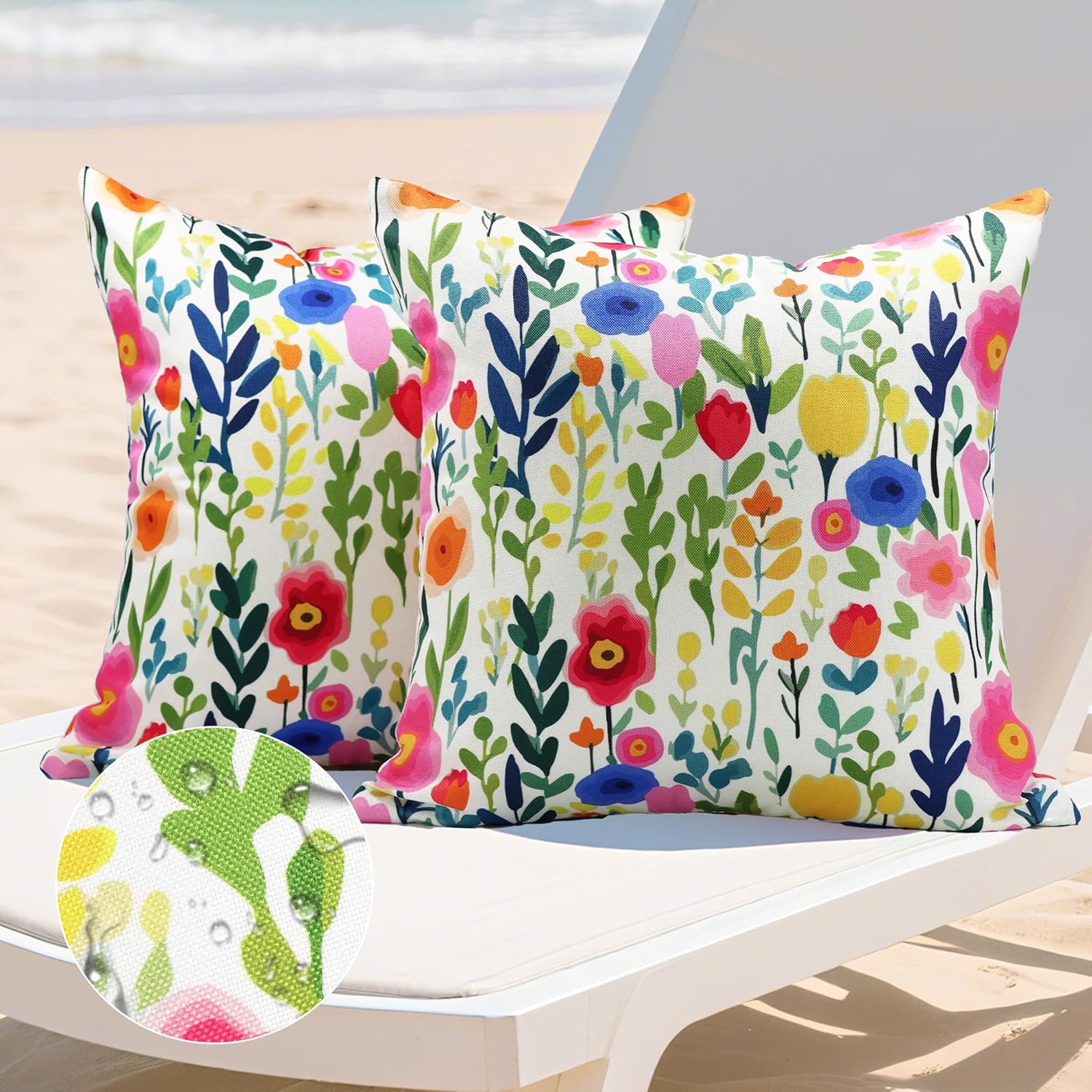 Cythasily Outdoor Pillow Covers 18x18 Inch 2 Sets Floral