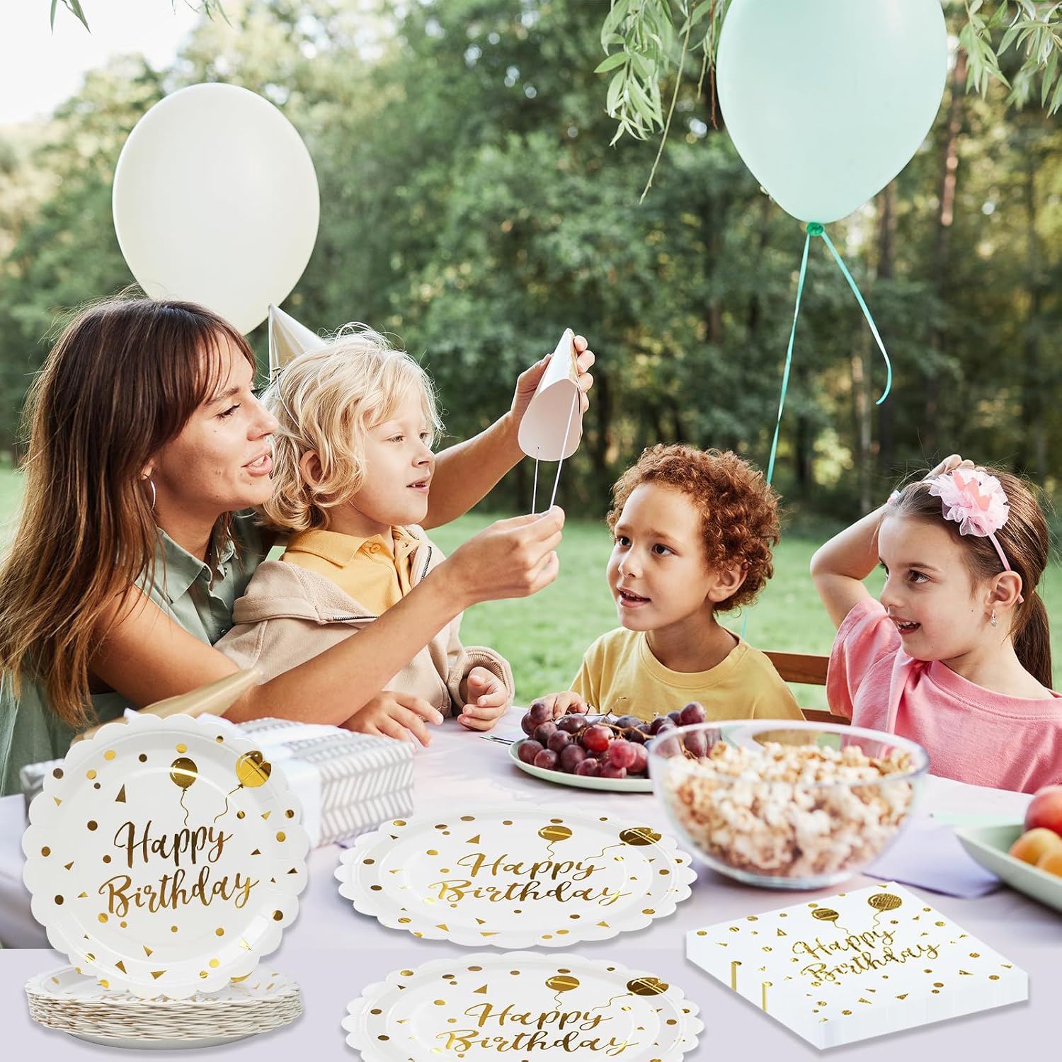 50PCS Happy Birthday Party Plates and Napkins Set