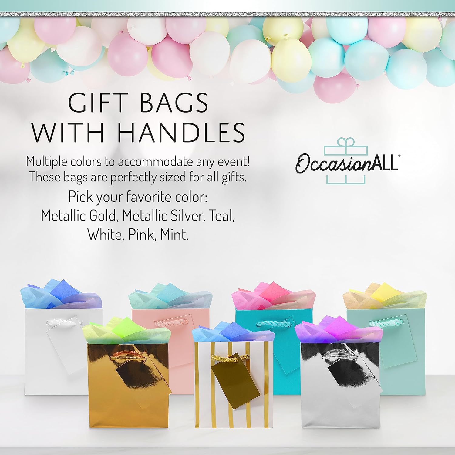 OccasionALL Mini Gold Gift Bags with Handles 12 Pack