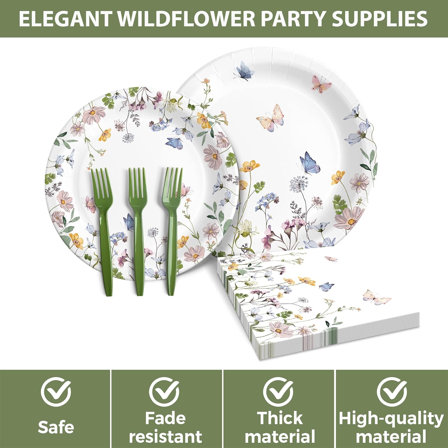Audree 96 Pcs Wildflower Party Supplies Set