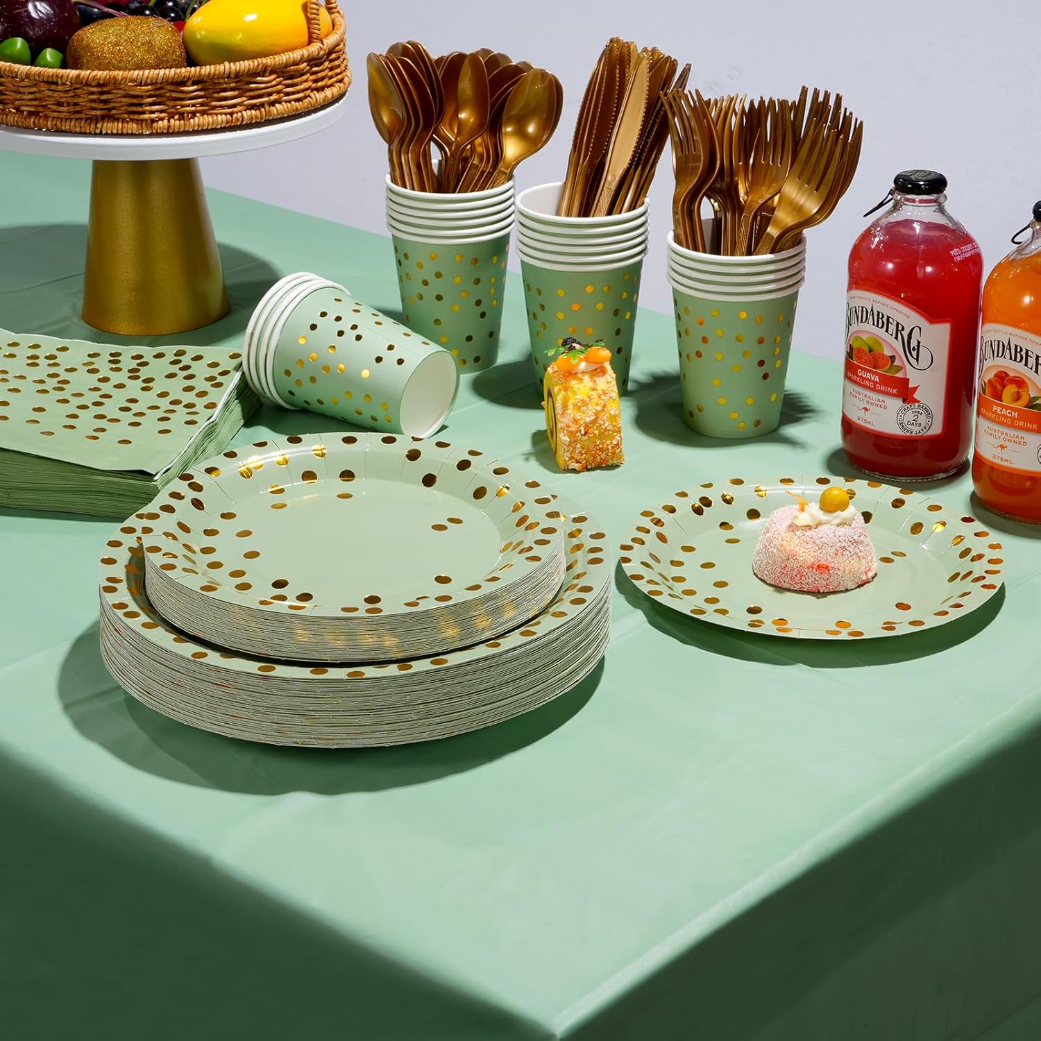 YIDAKO 350pcs Sage Green Plates and Napkins Set