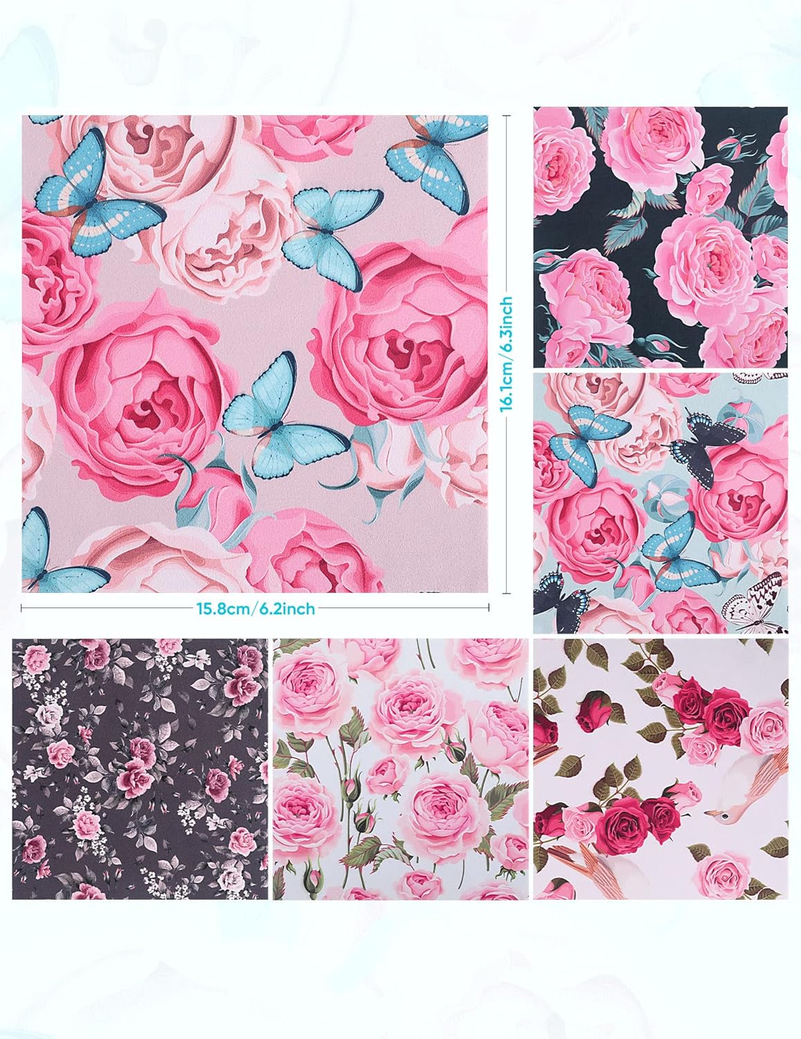 6PCS Thickened Microfiber Glasses Cleaning Cloth with Flower Design