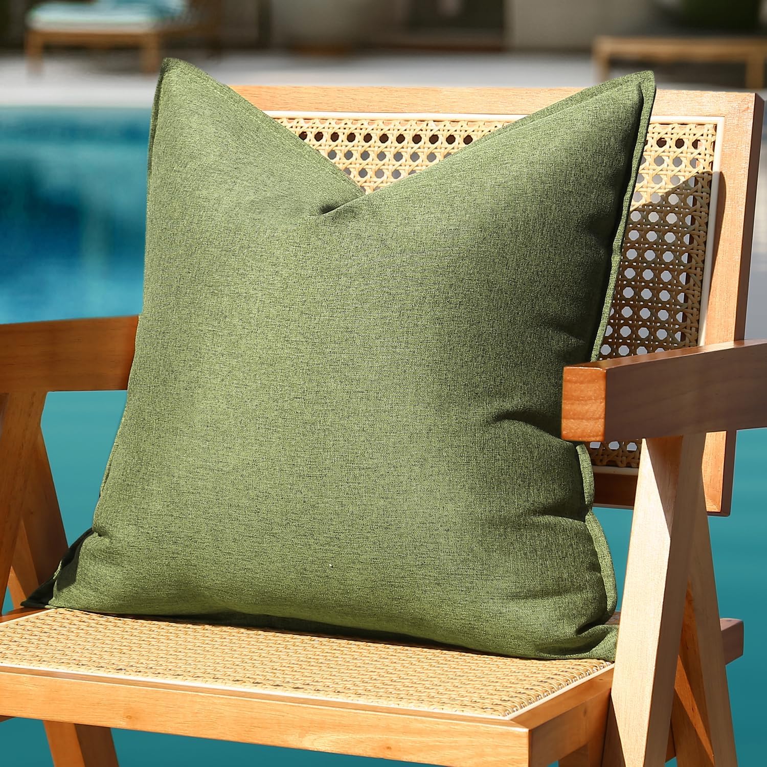 Waterproof Pillow Covers 18x18 Inch Olive Green Pack of 2