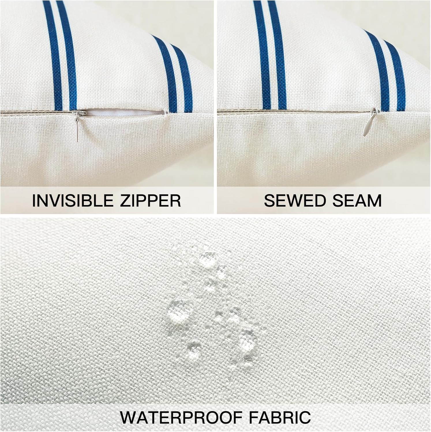 OTOSTAR Waterproof Pillow Covers 12x20 Inch Pack of 4 Navy Blue
