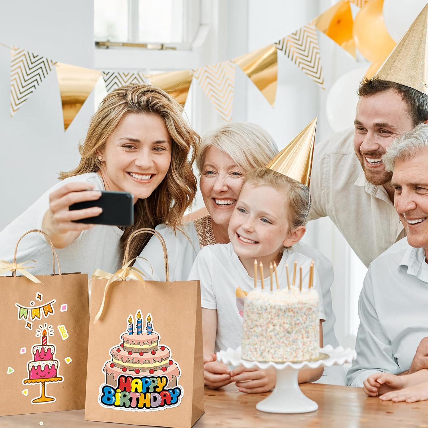 GSSUSA 100 Pack Brown Paper Bags with Handles Gift Wrapping