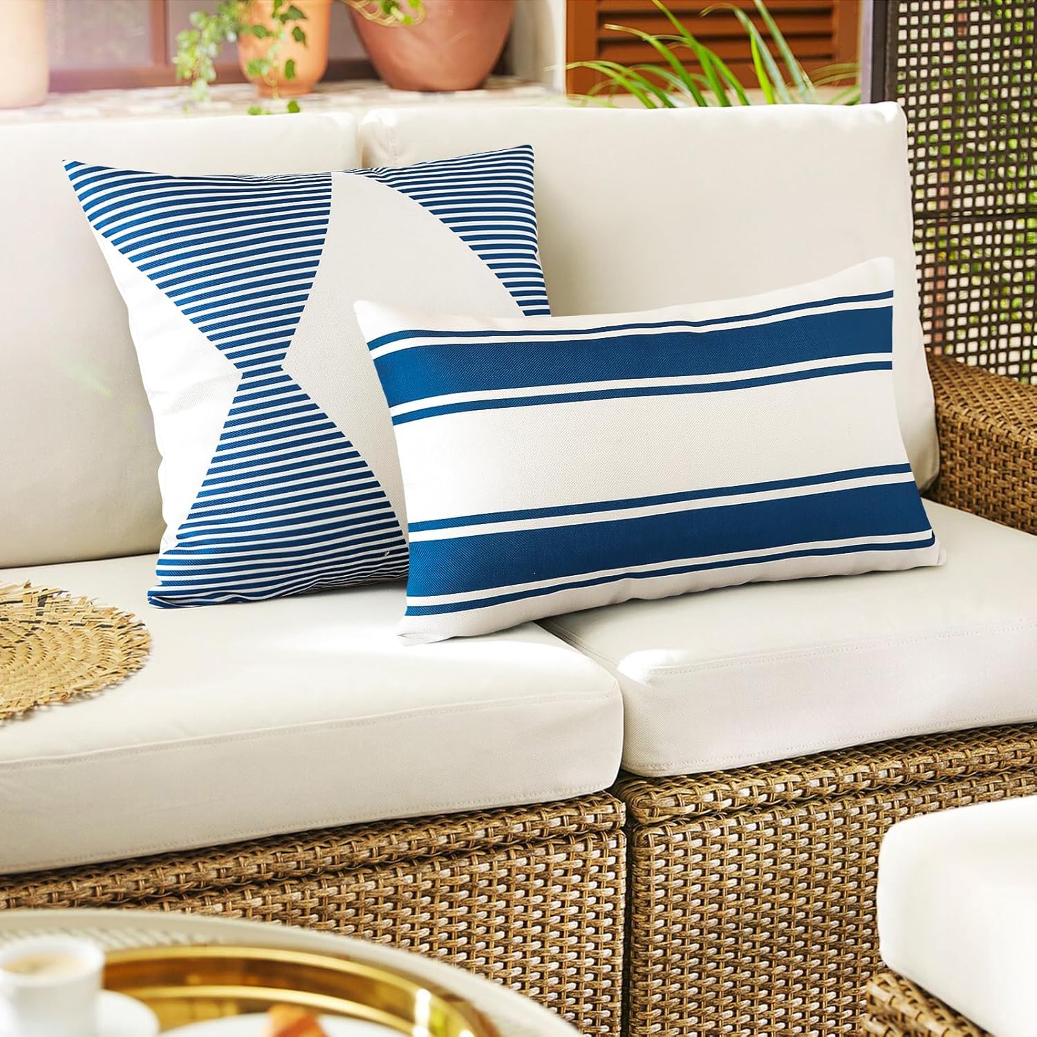 OTOSTAR Waterproof Pillow Covers 12x20 Inch Pack of 4 Navy Blue