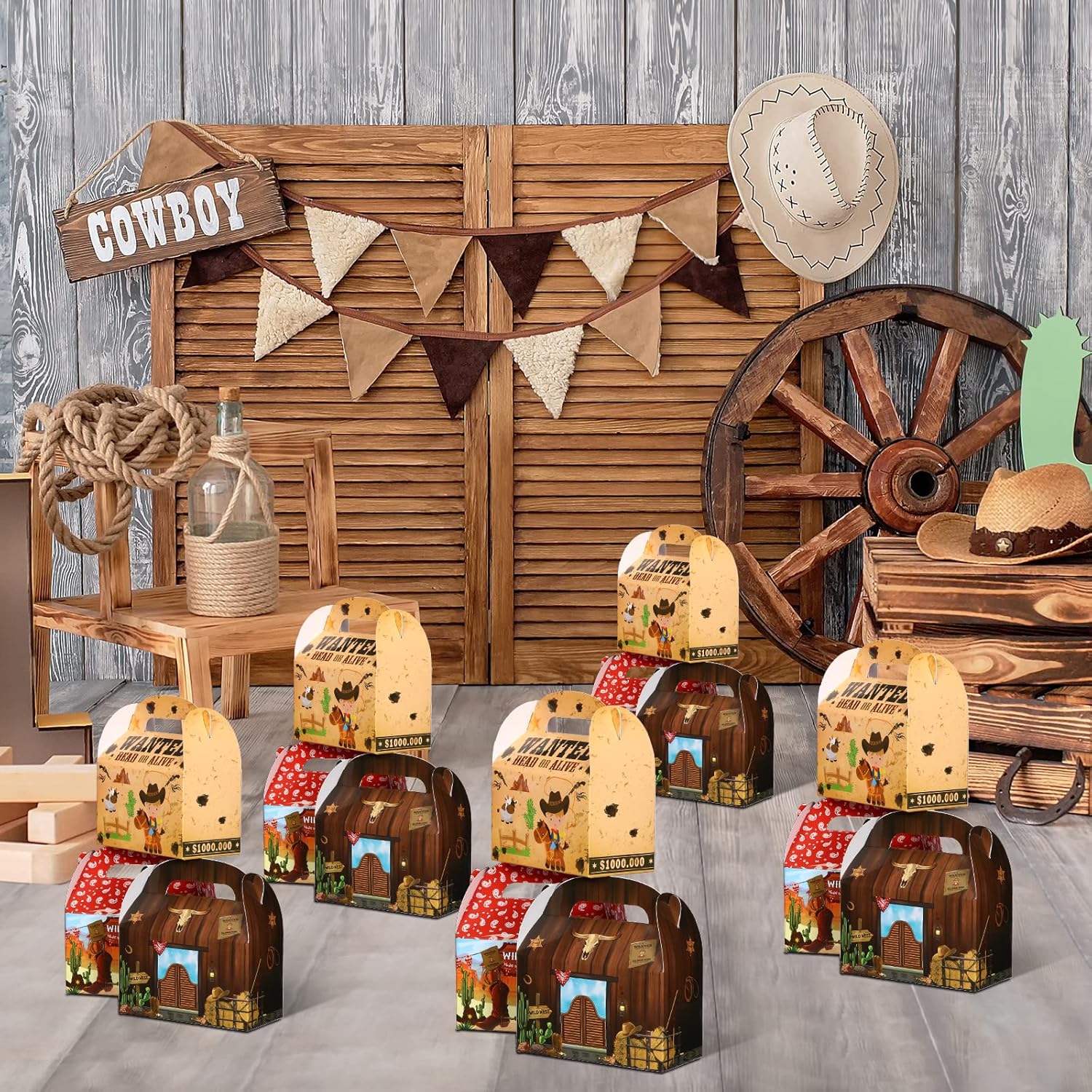 Sepamoon Western Party Favors Gift Boxes 24-Pack