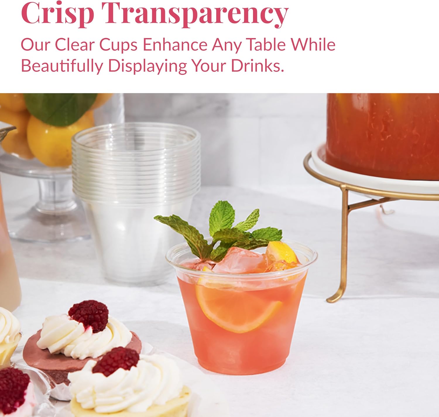 Prestee 500 Clear Plastic Cups 9 oz Cocktail Glasses
