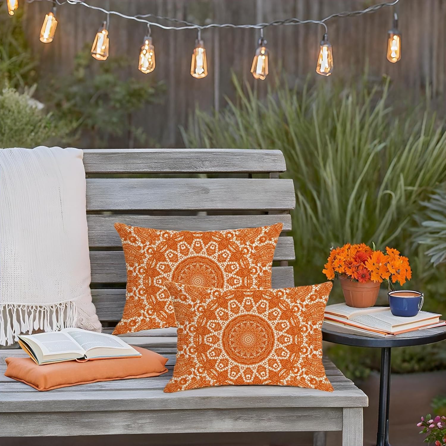 Jartinle Fall Orange Waterproof Pillow Covers 12x20
