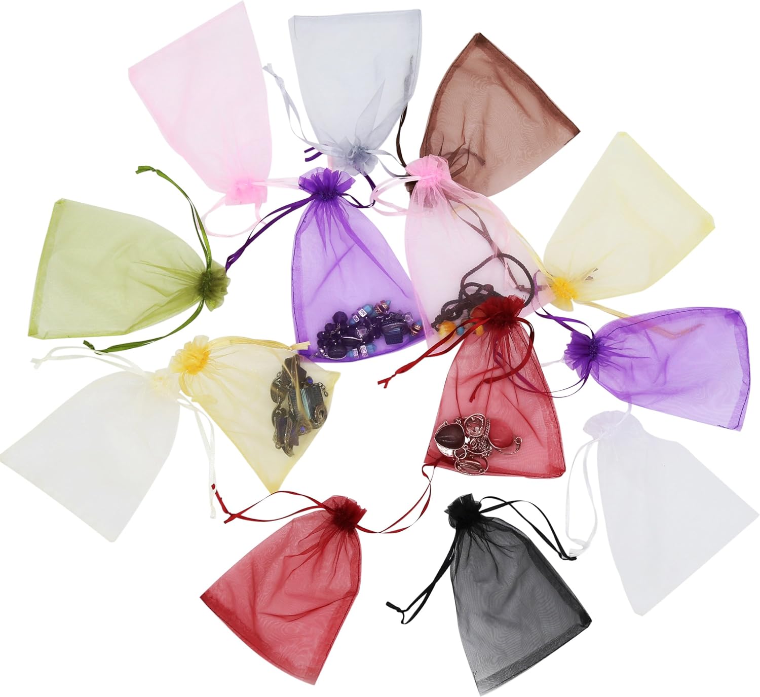 Wudygirl 100 Pcs Drawstring Organza Bags 5x7 Inches