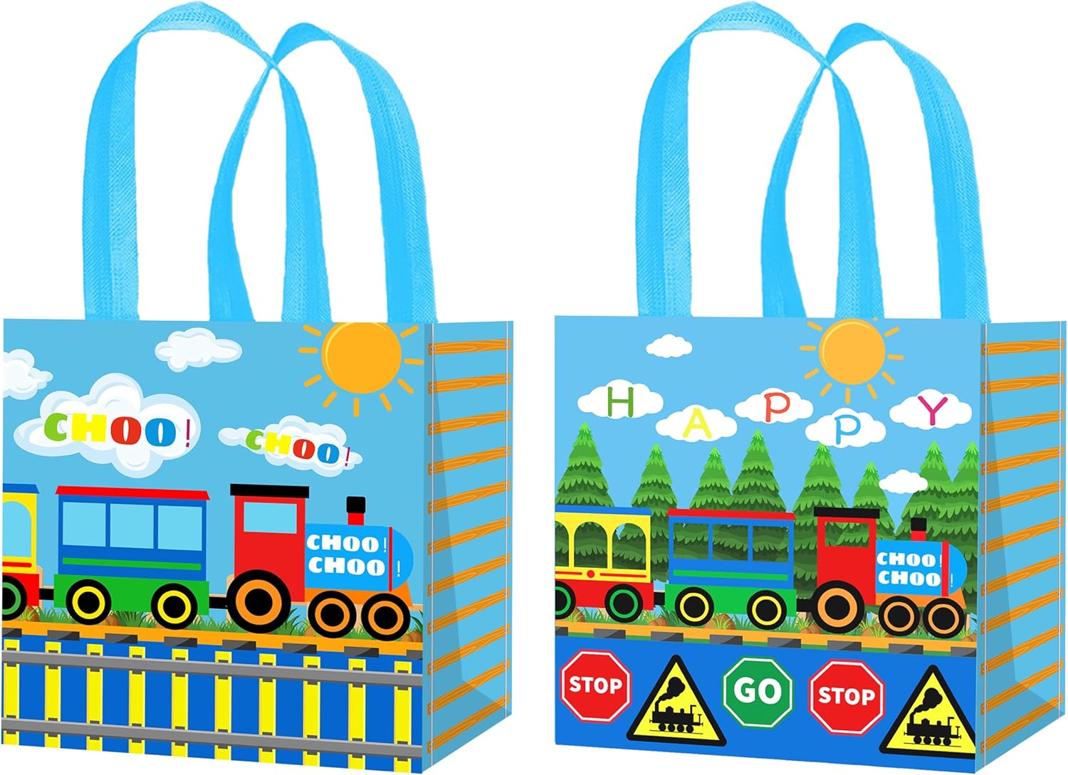 12PCS Train Theme Gift Bags with Handles