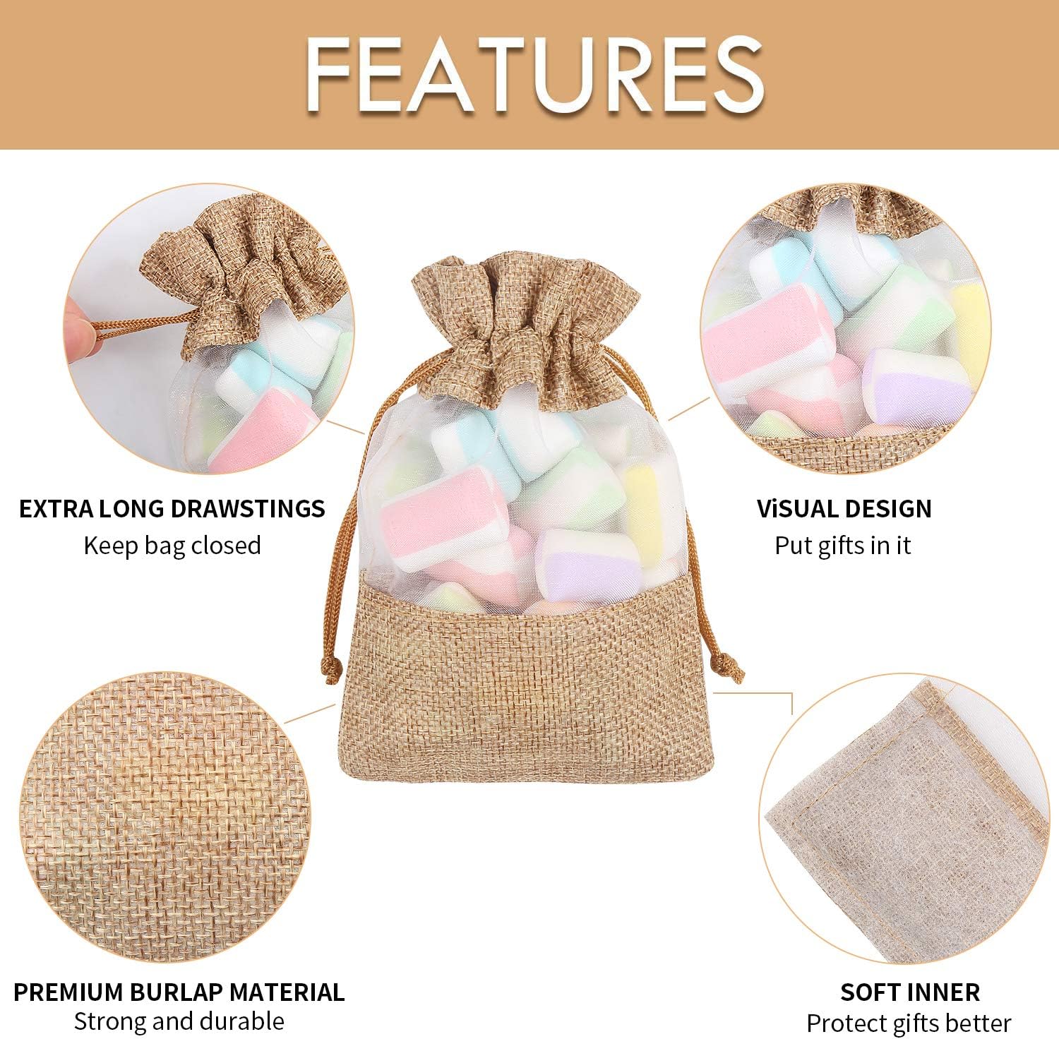CCINEE 24pcs Burlap Drawstring Gift Bags