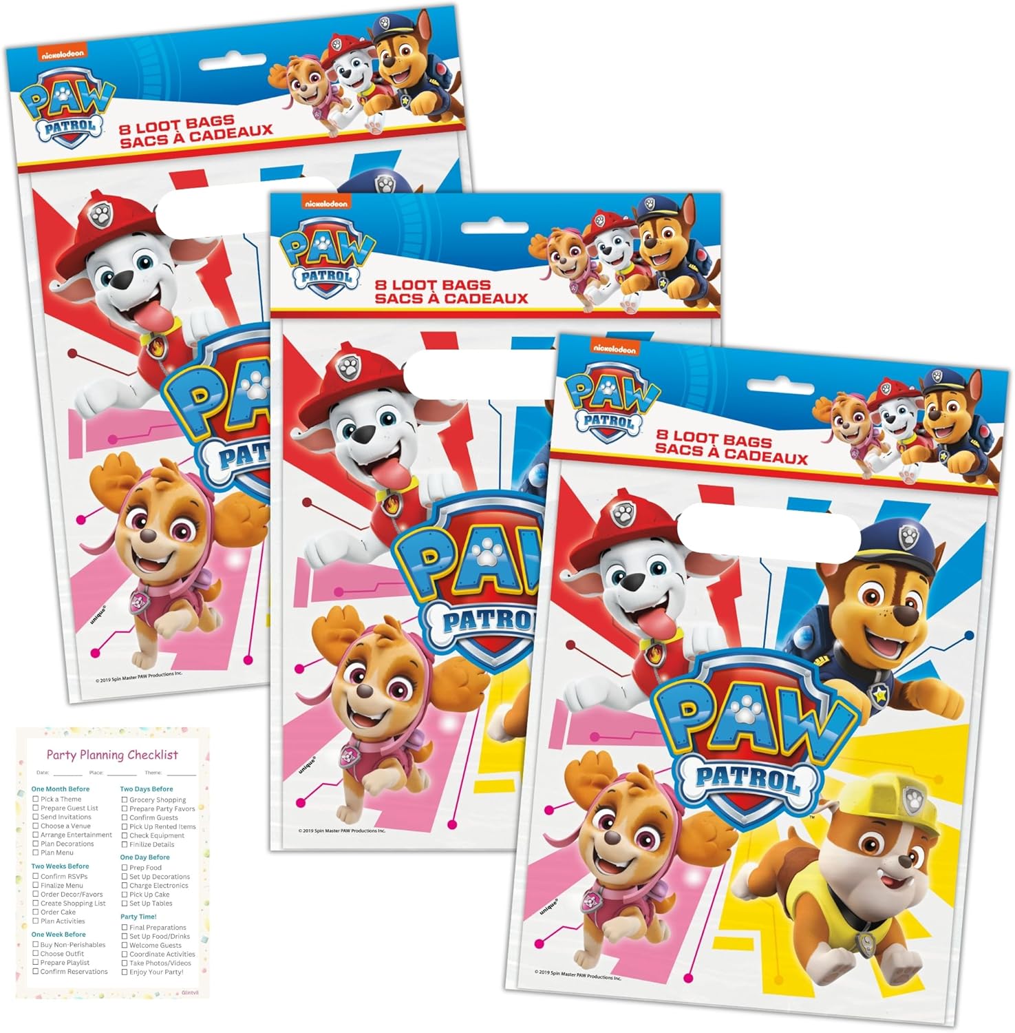 Unique Paw Patrol Goodie Bags - 24 Count Party Favor Set