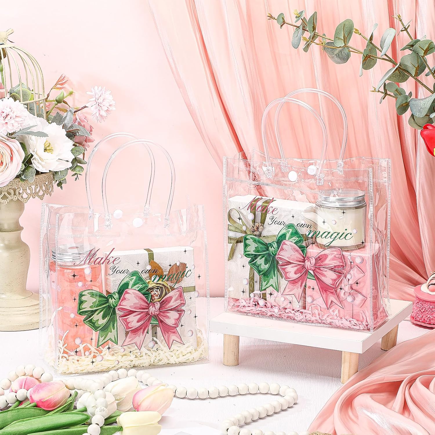 Gaillty 12 Pcs Witch Theme PVC Clear Gift Bags with Handles